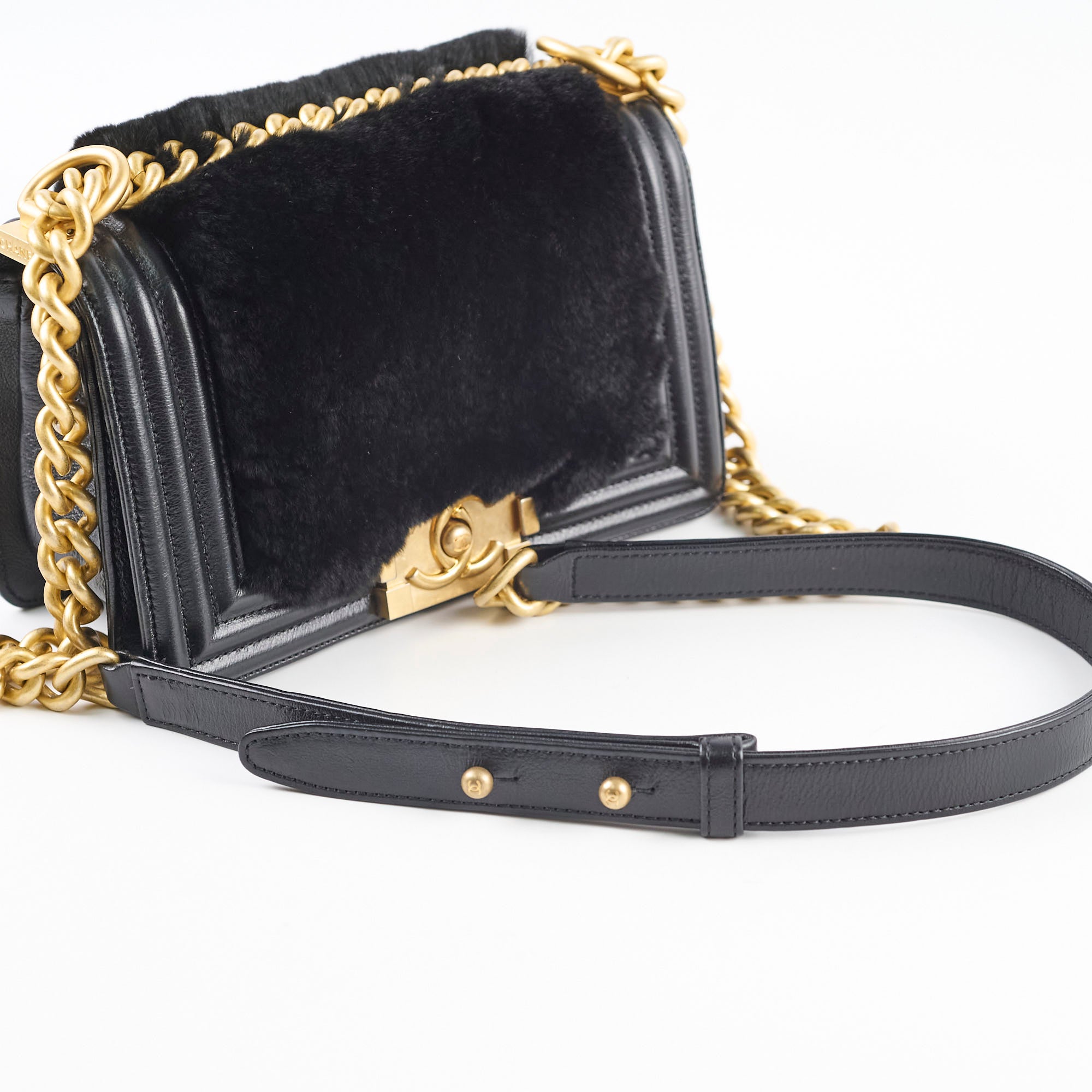 Chanel Boy Black Fur Handbag - Luxury Quilted Leather Crossbody Bag for Women | Perfect for Evening Parties, Date Nights & Special Occasions