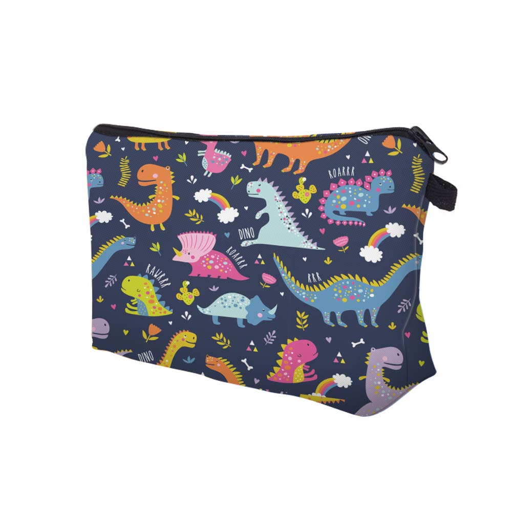 ASCHAR Adorable Waterproof Cosmetic Bag for Women - Roomy Travel Makeup Organizer with Dino Print (Dino 52198) | Perfect for Toiletries, Travel Accessories & Cute Gifts