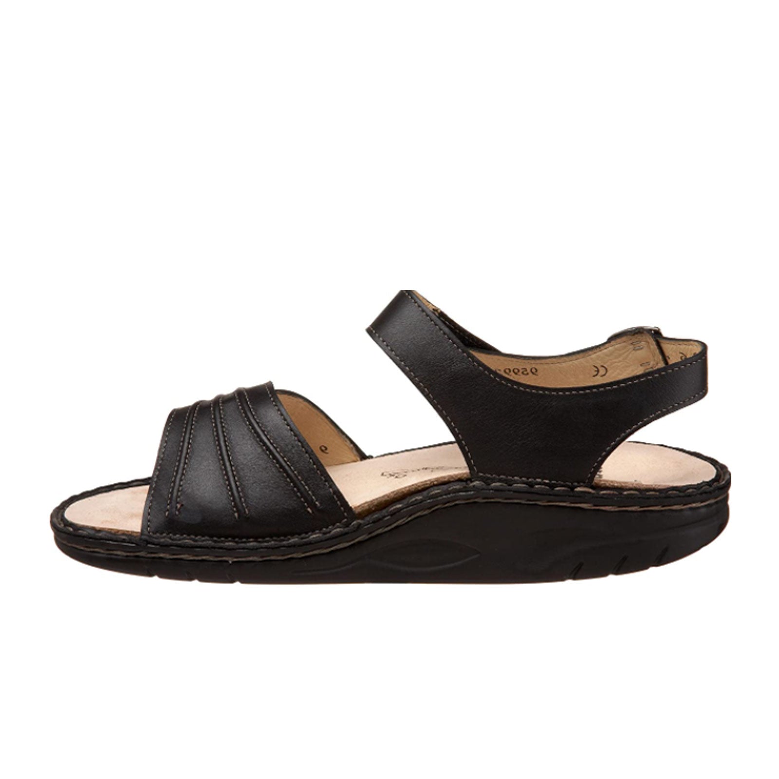Finn Comfort Sausalito Women's Backstrap Sandals - Black Nappa Leather | Comfortable Walking Shoes for Travel, Beach & Casual Outfits