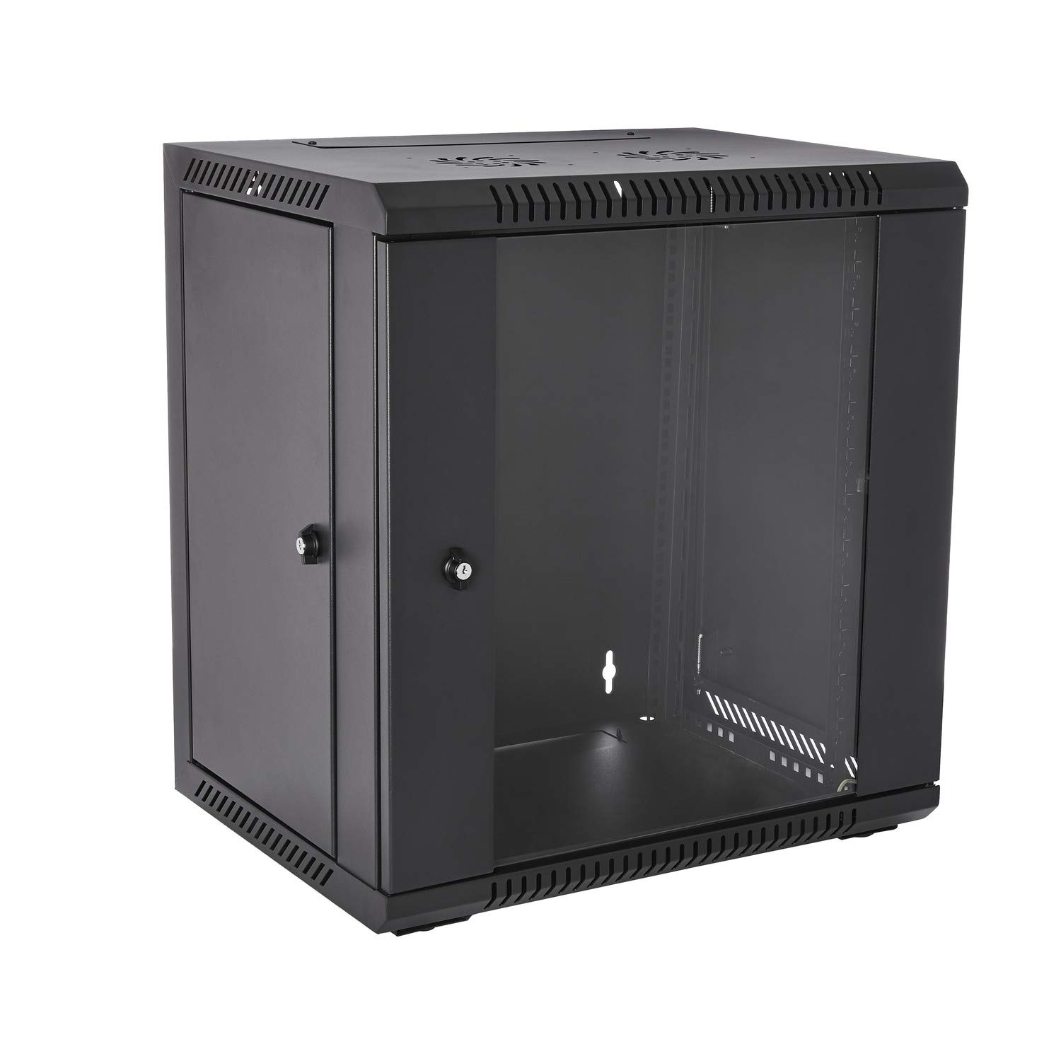 V7 RMWC12UG450-1N 12U Wall Mount Server Rack Cabinet with Glass Door - Ideal for Network Equipment, Data Centers & Home Office Server Storage