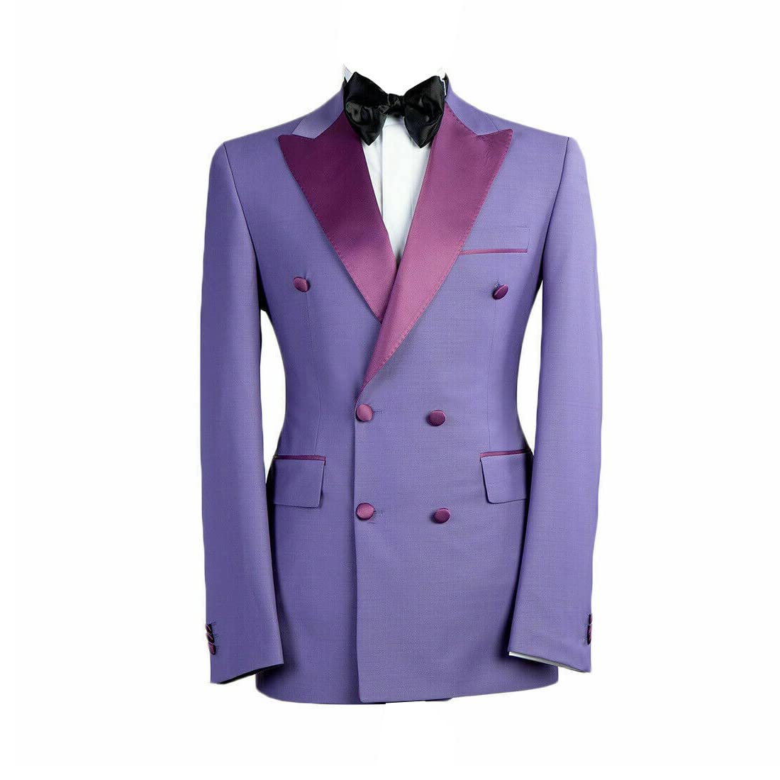 Double Breasted Men's 2-Piece Purple Tuxedo Suit Set - Wedding, Groomsmen & Prom Blazer - Perfect for Formal Events, Evening Parties & Special Occasions