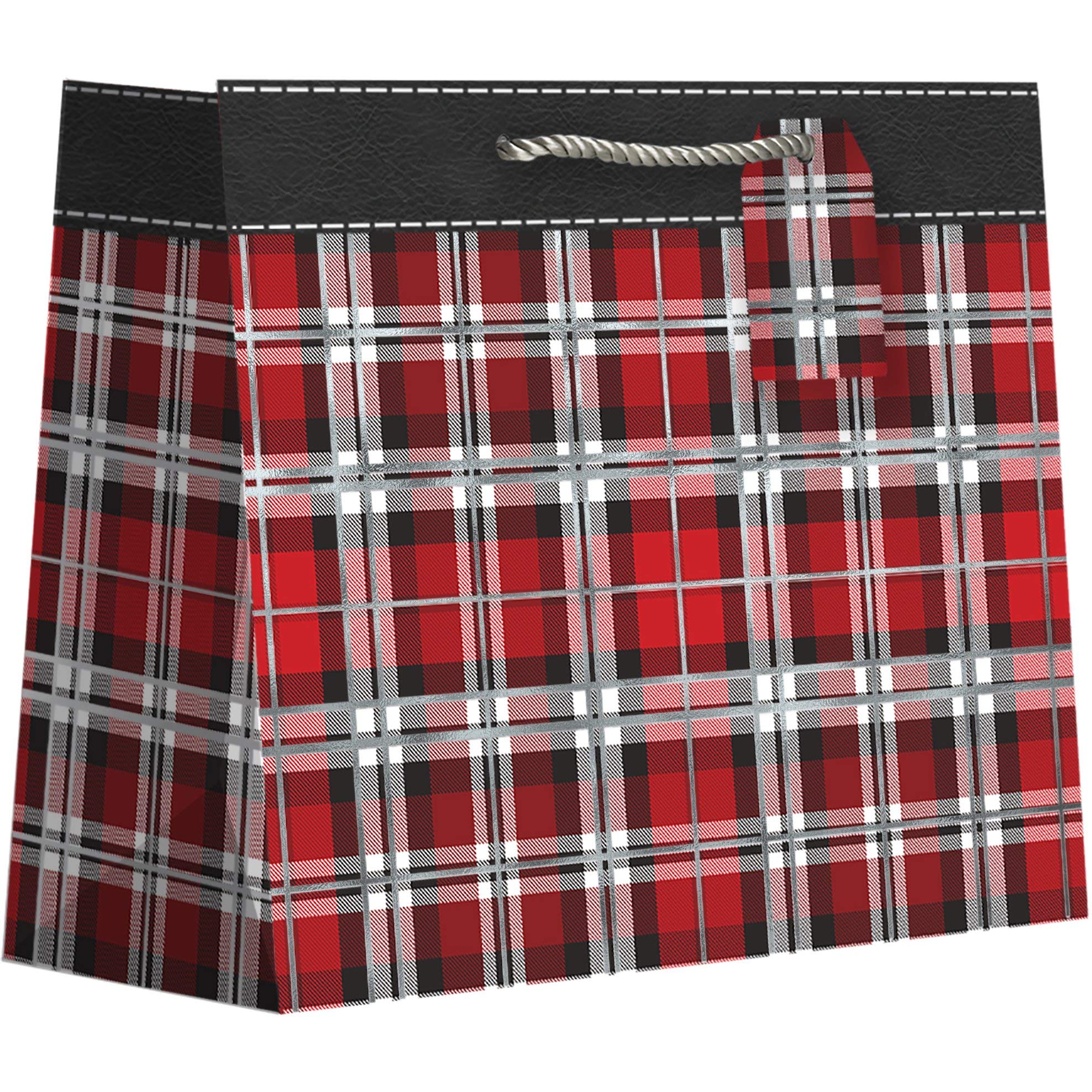 Jillson Roberts Large Plaid Tote Bags - 12 Pack Authentic Checkered Design for Women, Travel, Shopping & Storage | Durable & Stylish Carryall for Work, Gym & Daily Use