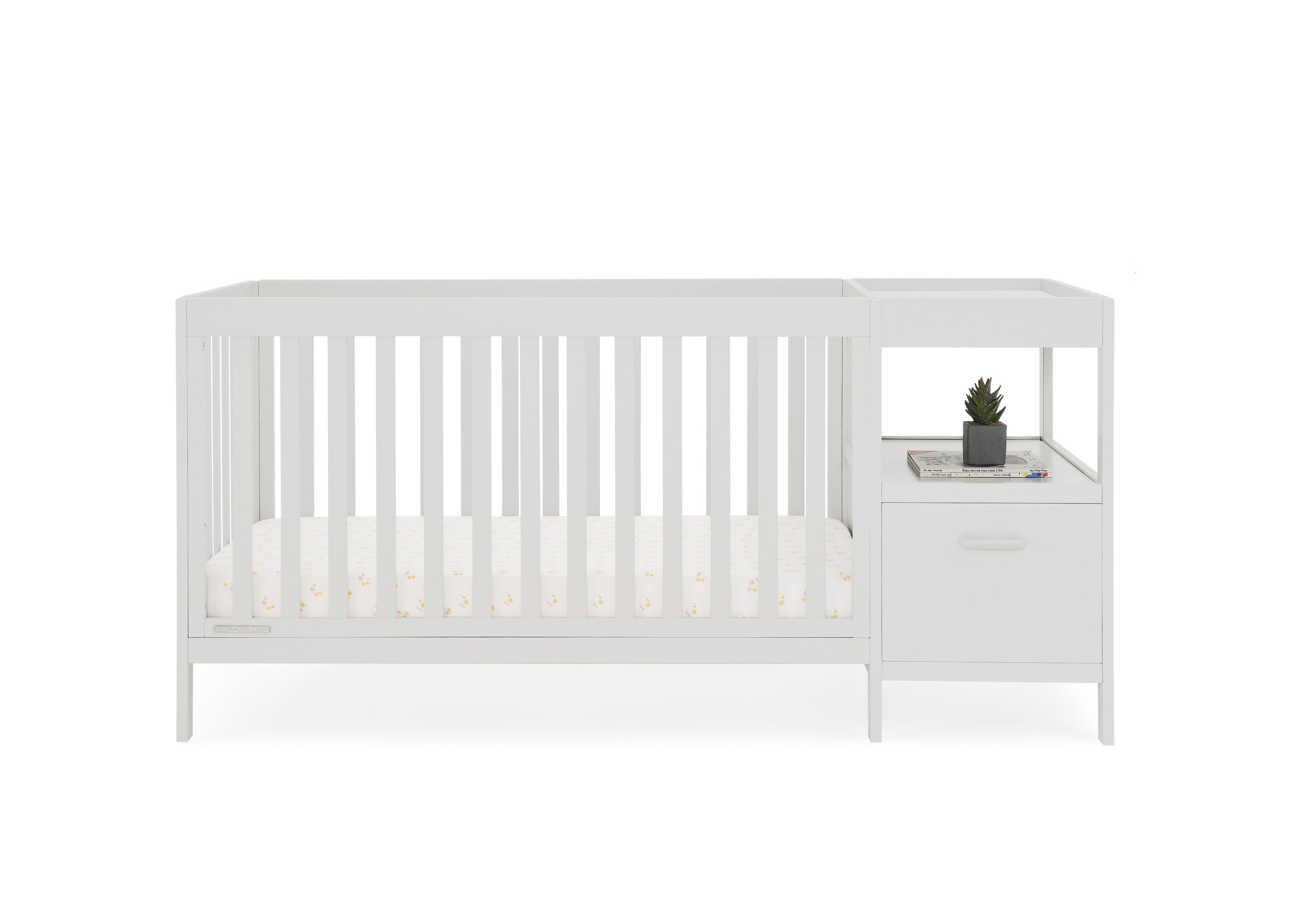 Alice 5-in-1 Convertible Baby Crib with Changing Table - Nursery Furniture for Newborn to Toddler - Perfect for Small Spaces & Modern Nurseries