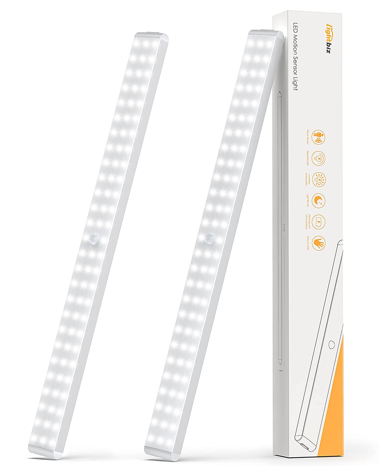 Dimmable Under Cabinet Lighting - 80 LED Wireless Closet Lights with 3000mAh Battery, Stick-on Anywhere for Kitchen Counter, Stairs, Pantry & Night Safety (2 Pack) - Perfect for Home, Office, and Commercial Spaces