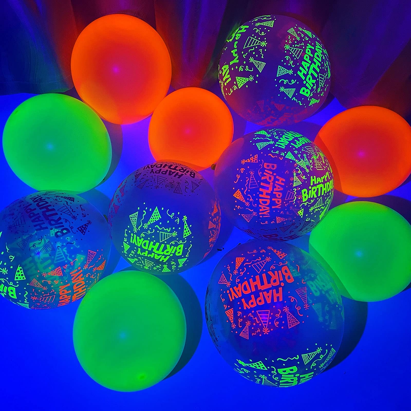 60 Pieces Neon Glow in The Dark Balloons - 12 Inch UV Reactive Party Balloons for Birthday, Rave, Blacklight & Glow Party Decorations - Perfect for Night Clubs, Halloween & Festive Celebrations