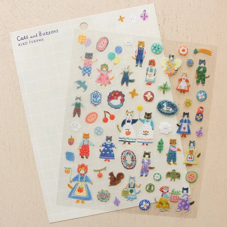 Aiko Fukawa Cats and Buttons Sticker - Cute Japanese Kawaii Vinyl Decals for Laptops, Water Bottles & Notebooks - Perfect for DIY Crafts and Gift Wrapping