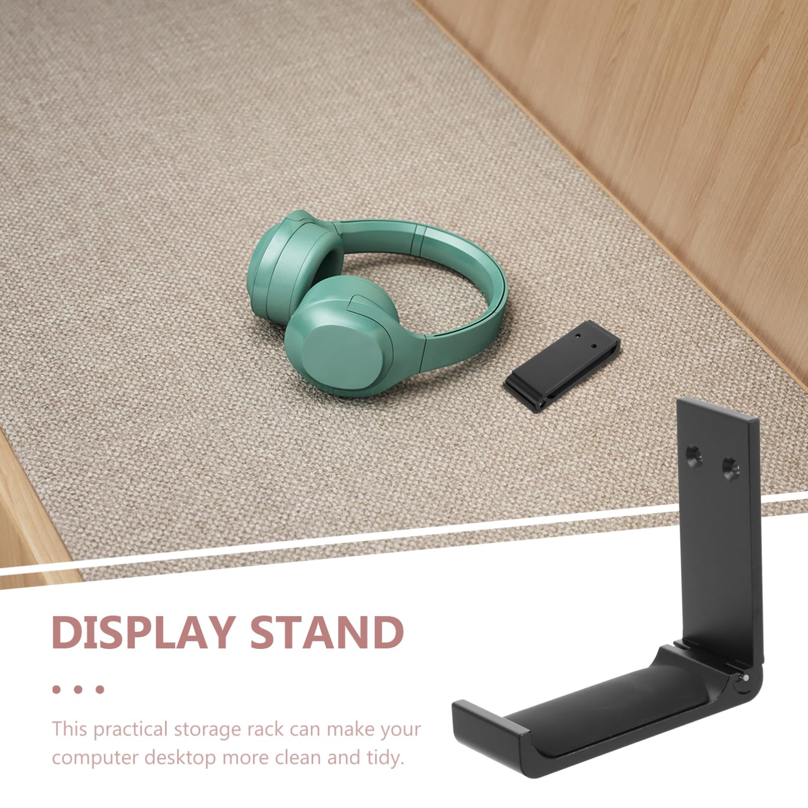 HOMSFOU 4-Pack Universal Metal Headphone Stand Holder - Black Gaming Headset Display Bracket for Desk, Office & Gaming Setup Accessories