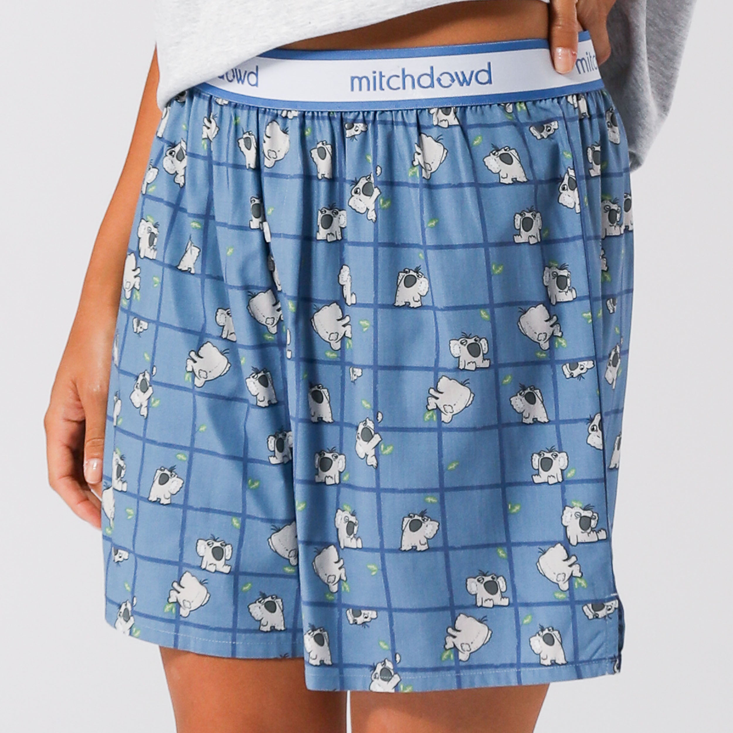 Women's Soft Koala Sleep Boxer Shorts - Breathable Cotton Lounge Pajama Shorts for Women (Blue) - Perfect for Nightwear, Lounging & Travel