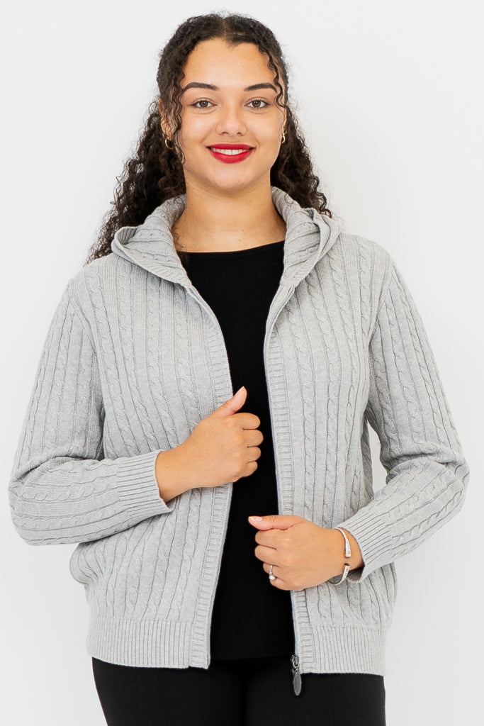 Elsie Sweater Women's Silver Cotton Knit Pullover - Cozy Casual Wear for Fall & Winter Fashion