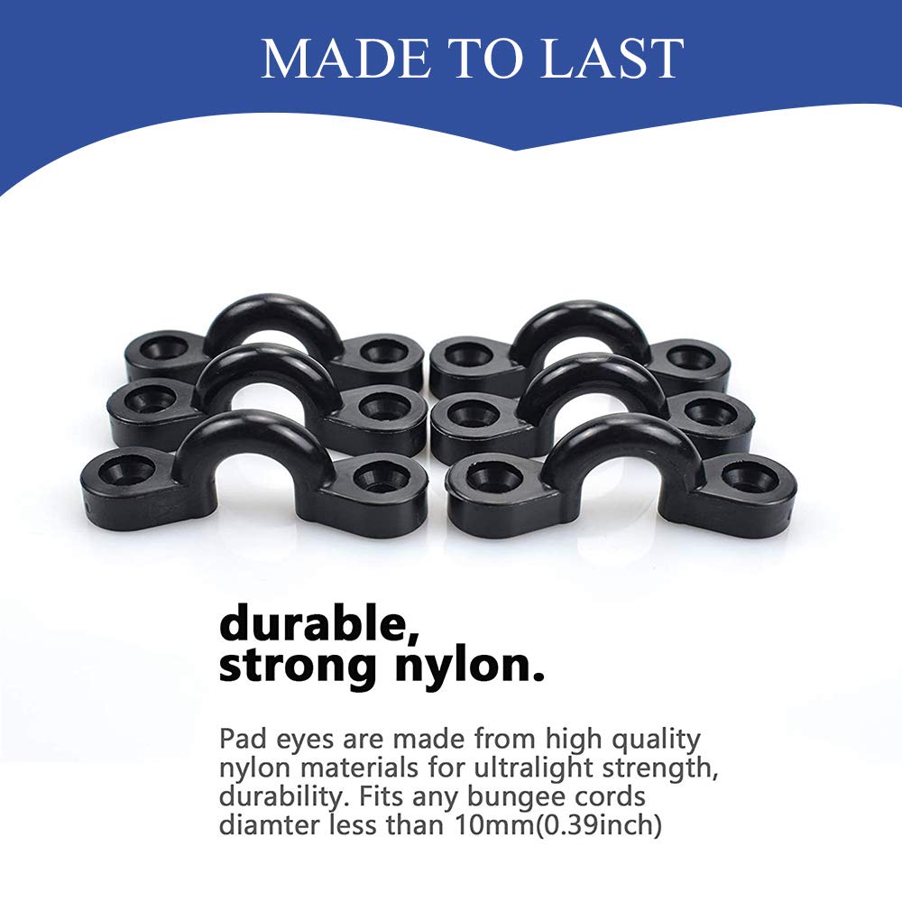 Kayak Tie Down Loops Kit - 10pcs Nylon Padeye with Stainless Screws for Canoe & Boat - Perfect for Deck Rigging & Water Sports