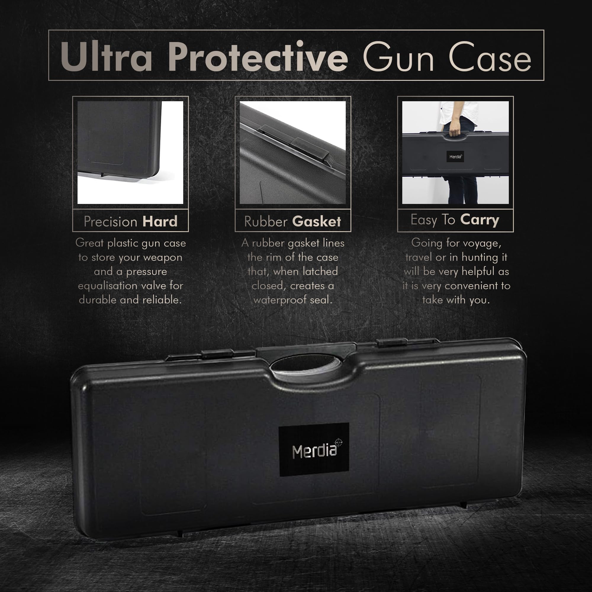 Premium Hard Gun Case with Lock - Heavy Duty Rifle & Shotgun Storage | Secure AR Accessories Protection | Waterproof & Shockproof Design | Perfect for Hunting, Shooting Range & Travel