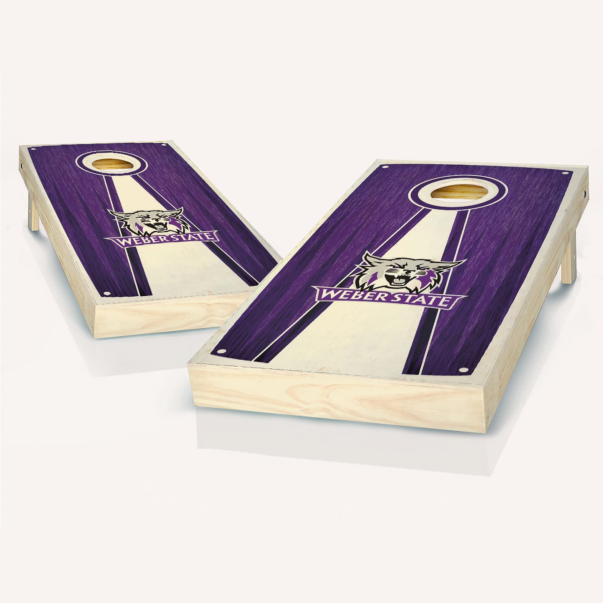 Premium Weber State Stained Pyramid Cornhole Game Set - 2 Wooden Boards & 8 Bean Bags for Outdoor Tailgating, Backyard Parties, and Family Fun