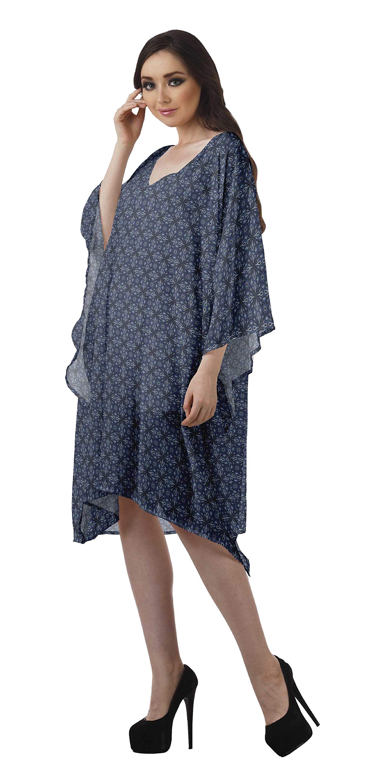 Women's Flowy Georgette Beach Kaftan - Bikini Cover Up, Midi Dress for Summer Vacation, Pool Party & Resort Wear