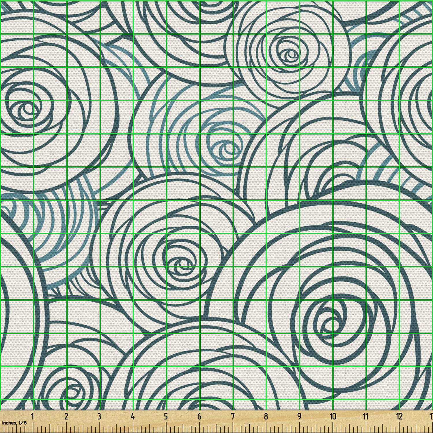Ambesonne Rose Fabric by The Yard - Doodle Style Rose Blossoms Spring Nature Inspired Decorative Fabric for Upholstery, Curtains & DIY Home Decor | Dark Teal & Cream | Perfect for Bedding, Pillows & Table Runners