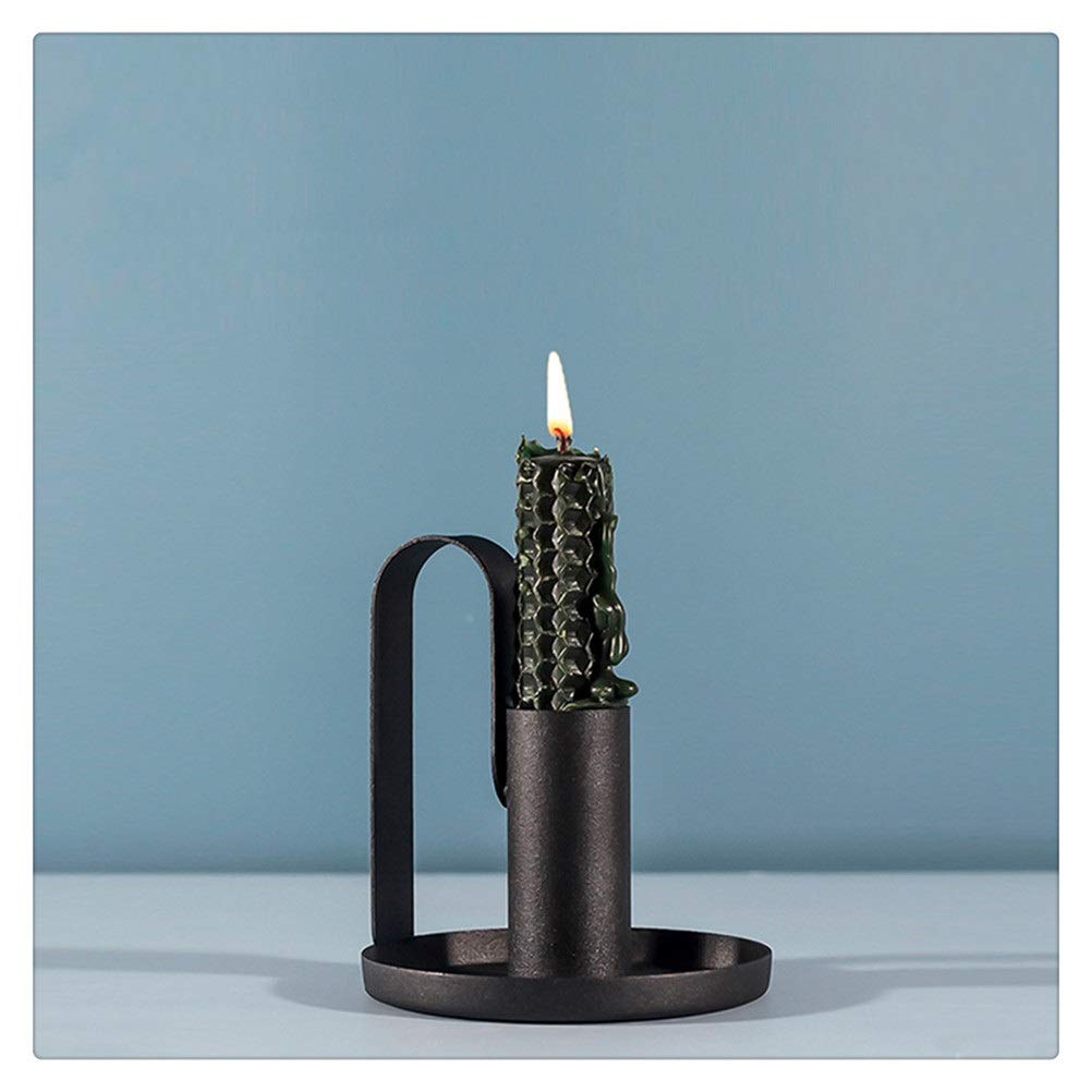Elegant Black Metal Candle Holders - Set of 2 Vintage Candlesticks for Wedding, Dining Table, Home Decor - Perfect for Romantic Dinners, Centerpieces & Holiday Decorations