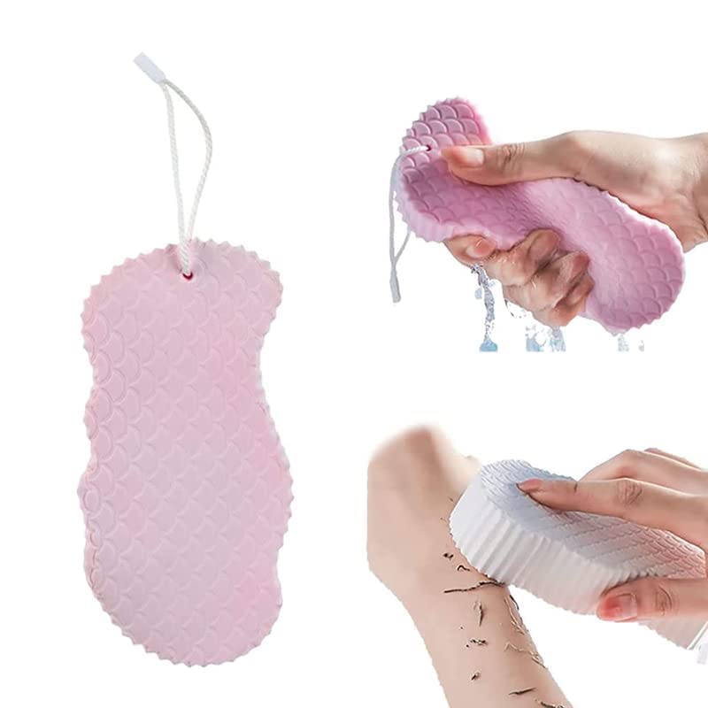 Ultra Soft Exfoliating Bath Sponge for Adults & Kids - Dead Skin Remover Shower Sponge - Gentle Magic Scrub for Sensitive Skin & Pregnancy - 2 Pack (Multi-Color) - Perfect for Daily Shower & Spa Relaxation