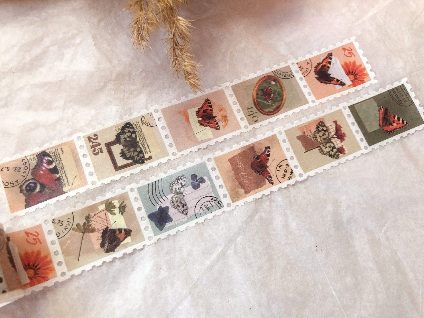 Butterfly Stamp Washi Tape - Decorative Japanese Paper Tape for Scrapbooking, Journaling, DIY Crafts & Gift Wrapping - Perfect for Bullet Journals, Planners, and Home Decor