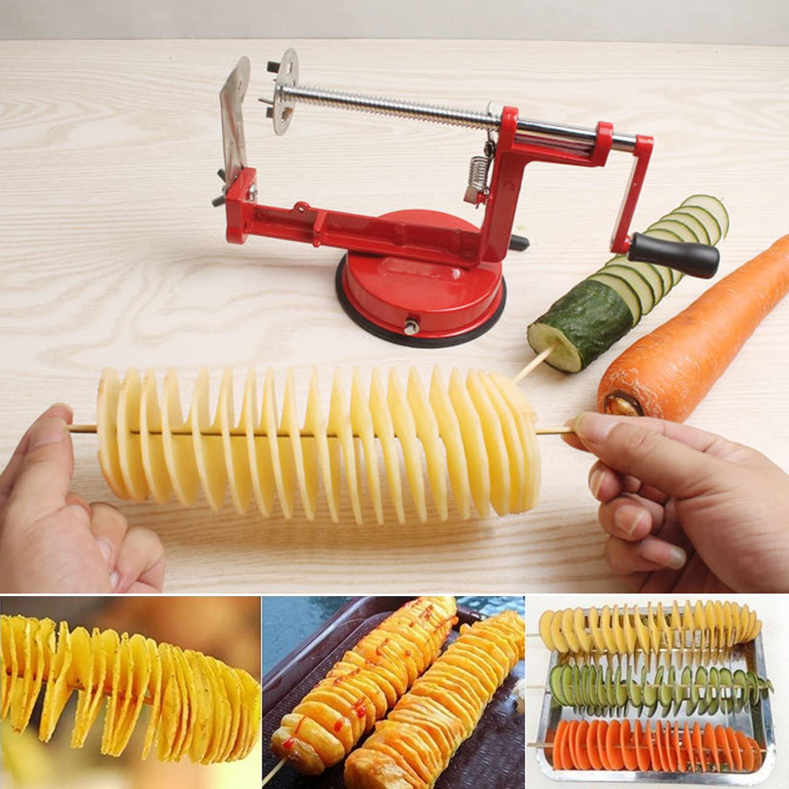 Spiral Potato Cutter - Manual Twisted Potato Slicer for Perfect Spiral Fries & Veggie Chips | Suction Base Kitchen Tool for Home & Restaurants | Ideal for Party Snacks, Kids Meals & Gourmet Cooking