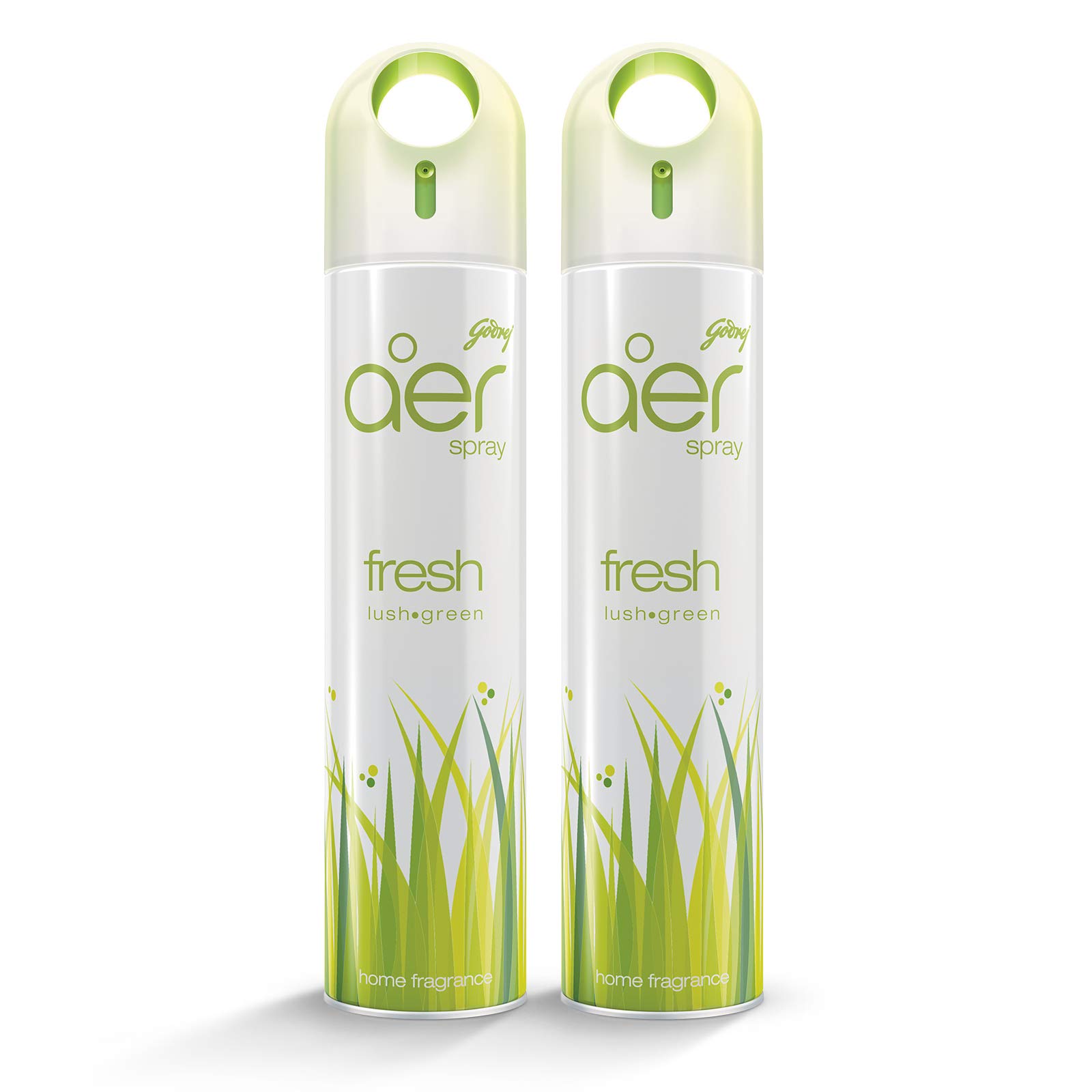 Godrej Aer Spray Air Freshener for Home & Office - Fresh Lush Green Scent | 2 Pack (220ml Each) | Long-Lasting Fragrance | Eliminates Odors in Living Room, Bathroom & Car