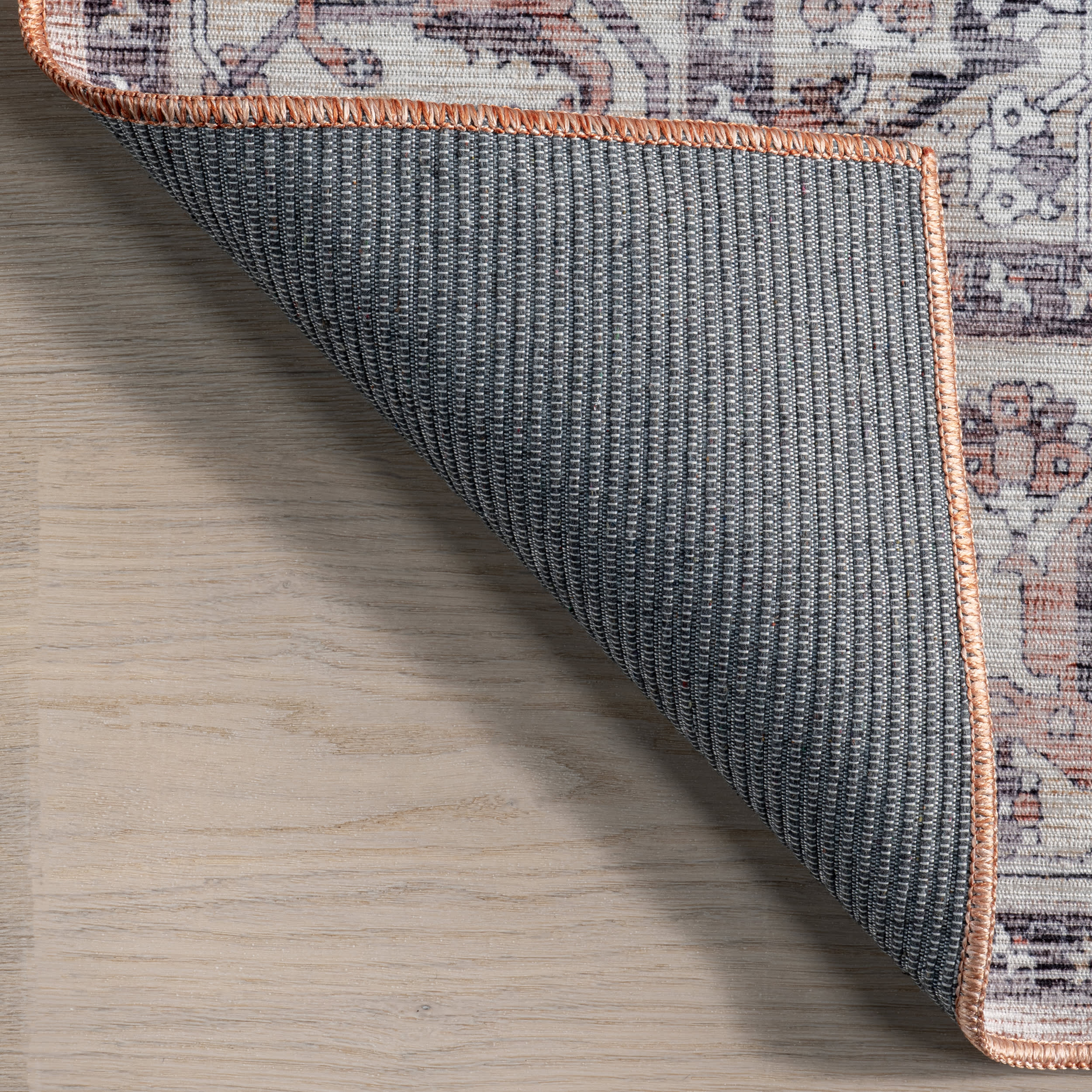Ailish Botanical Washable Rug - Soft Floral Pattern Non-Slip Area Rug for Living Room, Bedroom, Nursery | Blush Pink Home Decor | Machine Washable & Pet Friendly