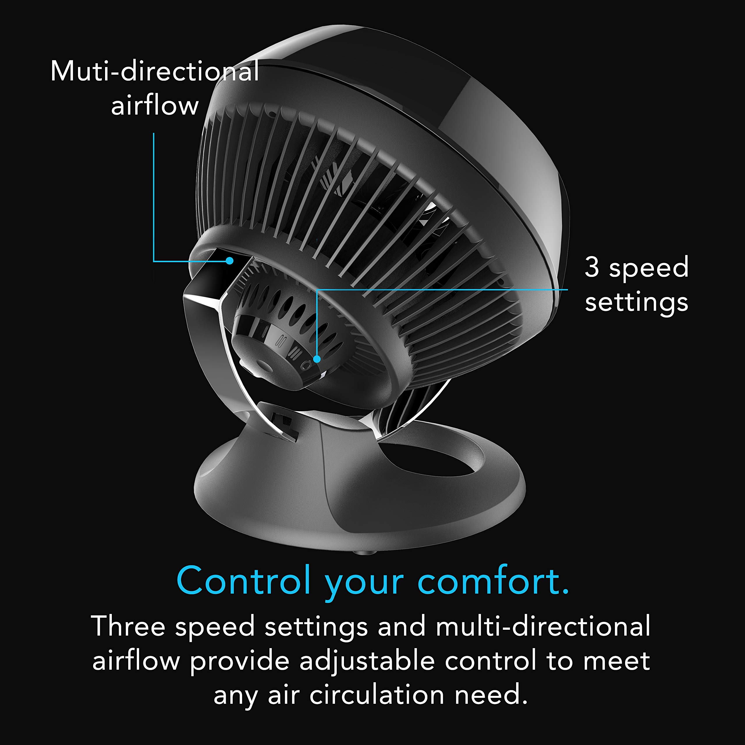 Vornado 602 & 460 Whole Room Air Circulator Fans - 3 Speed Adjustable Height Pedestal Fan & Compact Tiltable Fan - Quiet Cooling for Home Office Bedroom - Black Energy Efficient Airflow Up to 70ft - Perfect for Summer, Hot Rooms & Workspaces