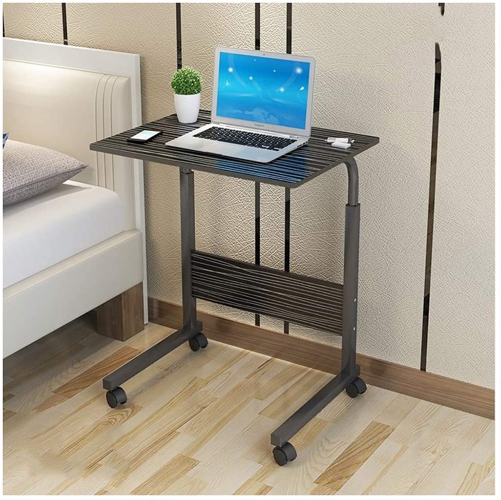 Overbed Table with Wheels - Adjustable Height Rotating Laptop Desk for Sofa, Bed, Study - Portable Side Table for Home, Office & Dorm (Black) - Perfect for Reading, Working & Eating in Bed