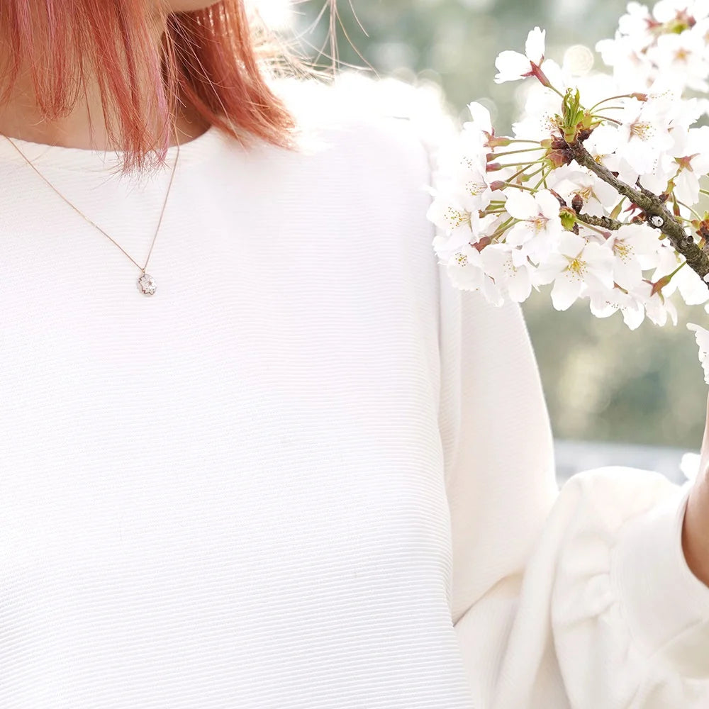 Handcrafted Japanese Maki-e Urushi Lacquer Pendant Necklace with White South Sea Pearl Shell & Cherry Blossom Design - Traditional Artisan Jewelry for Women, Gift for Her, Elegant Accessory for Weddings & Special Occasions