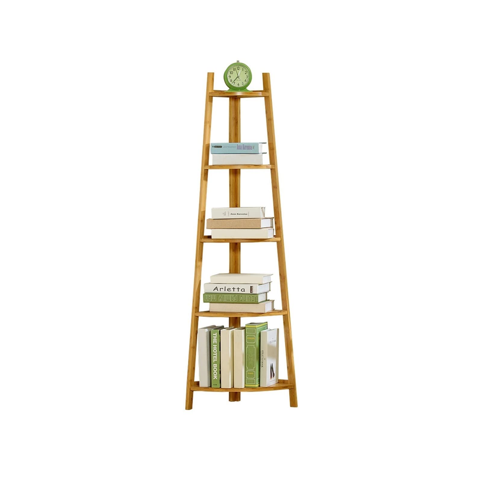WENMENG 5-Tier Bookshelf - Simple Small Corner Bookcase with Trapezoidal Design for Home & Office Storage | Perfect for Living Room, Bedroom, Study or Office Organization