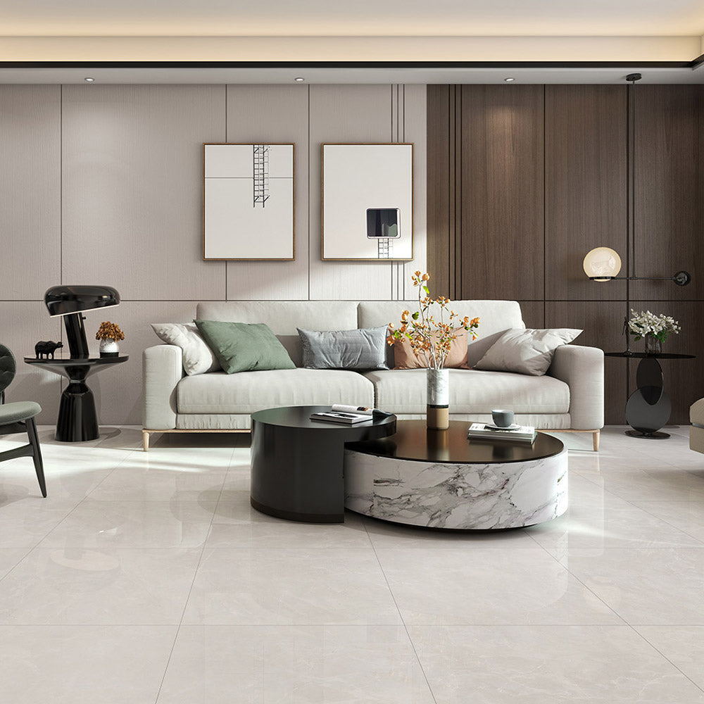 Eleonora White 600x600mm Matte Porcelain Floor Tile - Perfect for Bathroom, Kitchen & Living Room Flooring