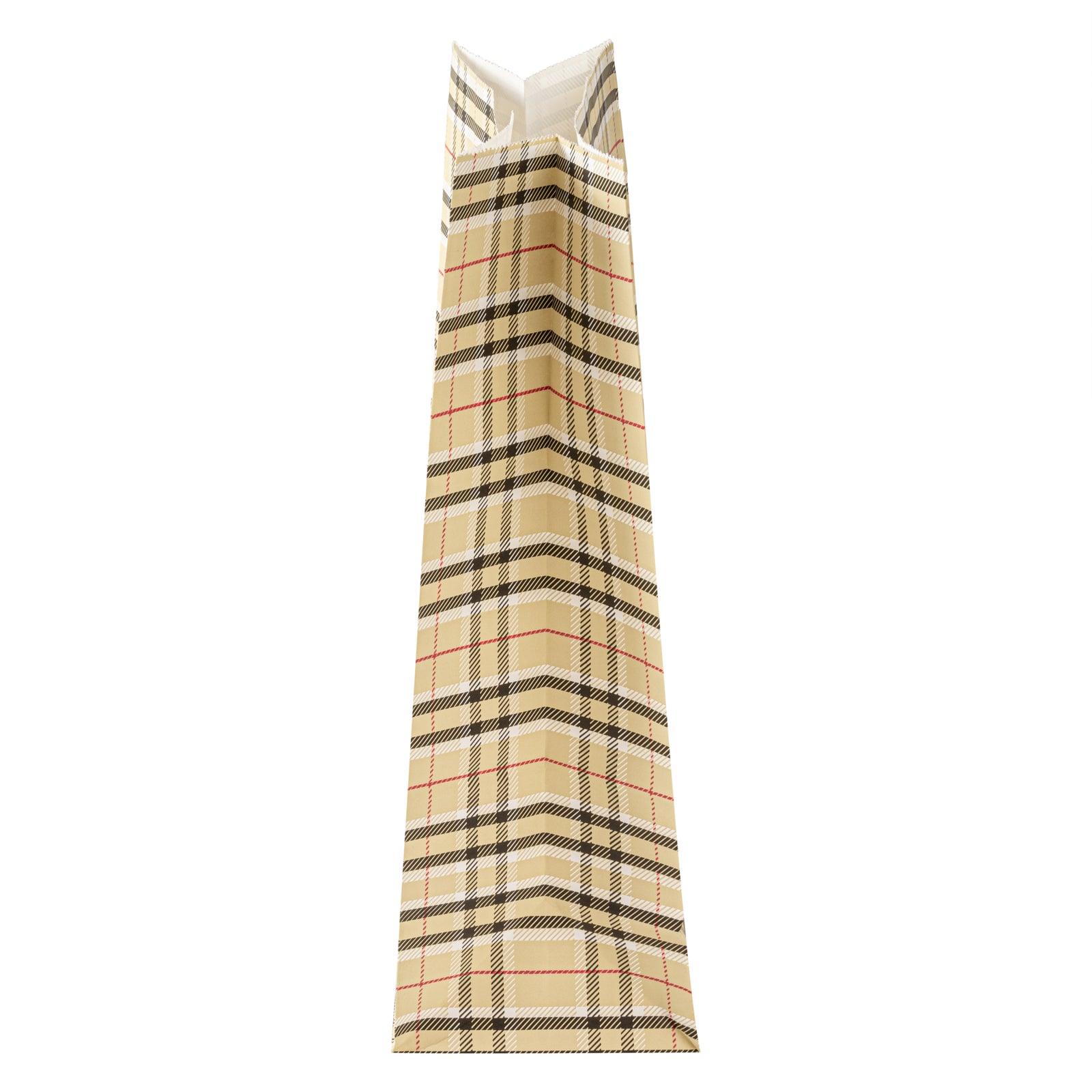 Eco-Friendly Plaid Paper Bags 12 lb - 7 x 4.25 x 12.5 Inches - Pack of 100 - Perfect for Retail Shopping, Gift Wrapping & Party Favors