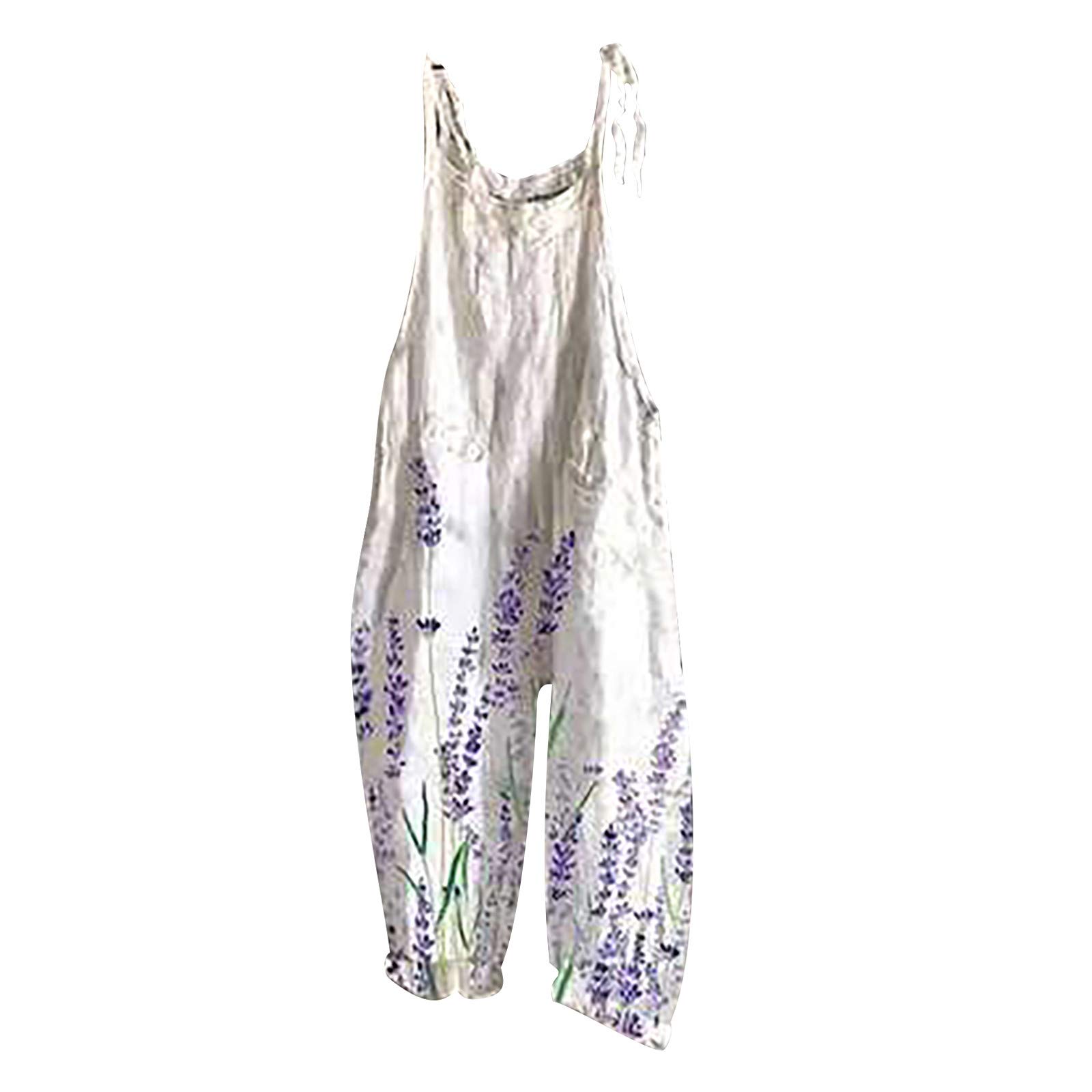 DEYIOU Women's Cold Shoulder Suspender Cami Pants Jumpsuit - Ethnic Style Printed Romper with Solid Color for Casual Outings, Summer Vacations & Boho Fashion