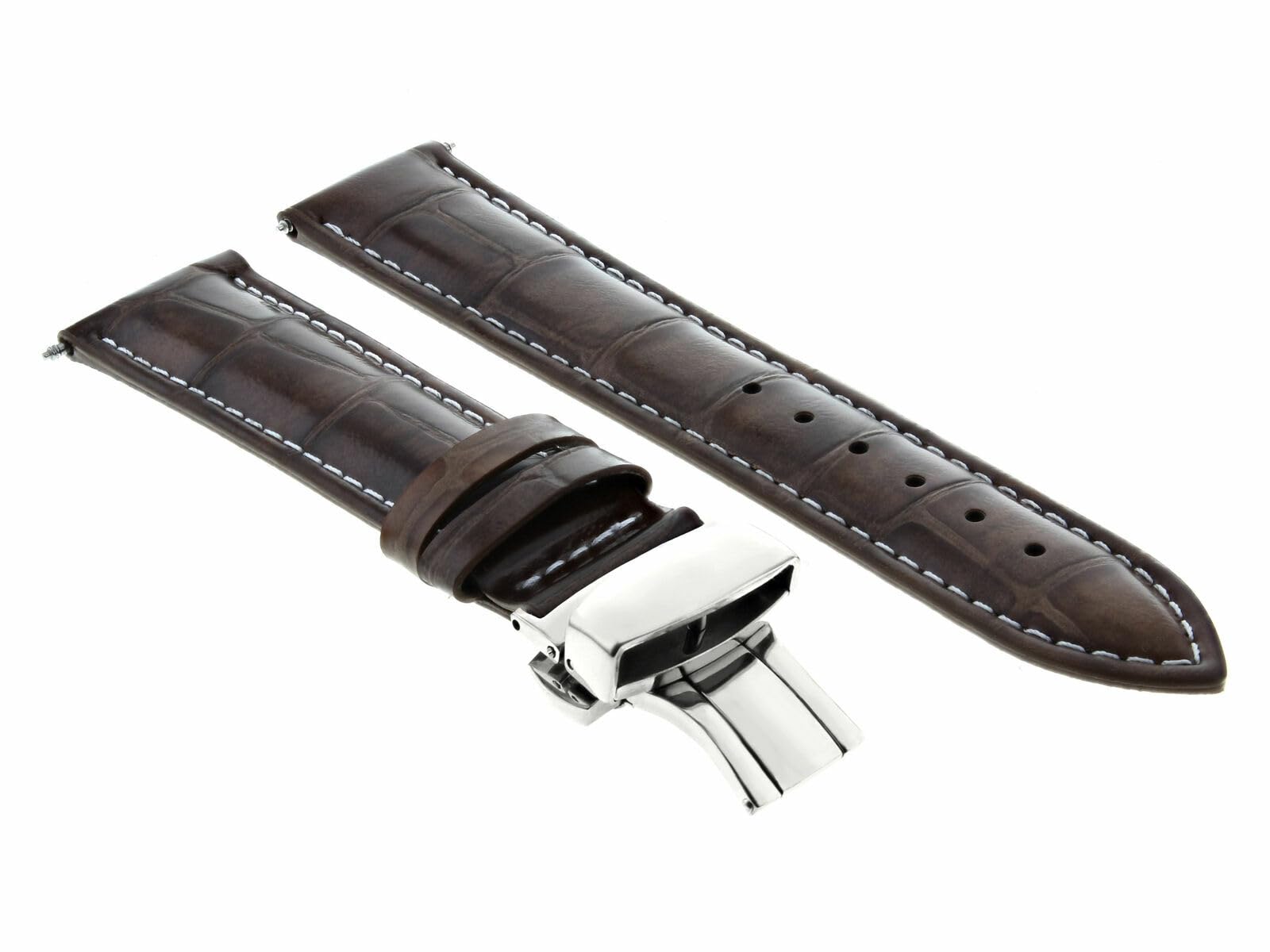 22mm Genuine Leather Watch Band Strap for Tissot Le Locle - Dark Brown with White Stitching | Replacement Watch Strap | Perfect for Business, Casual & Formal Occasions