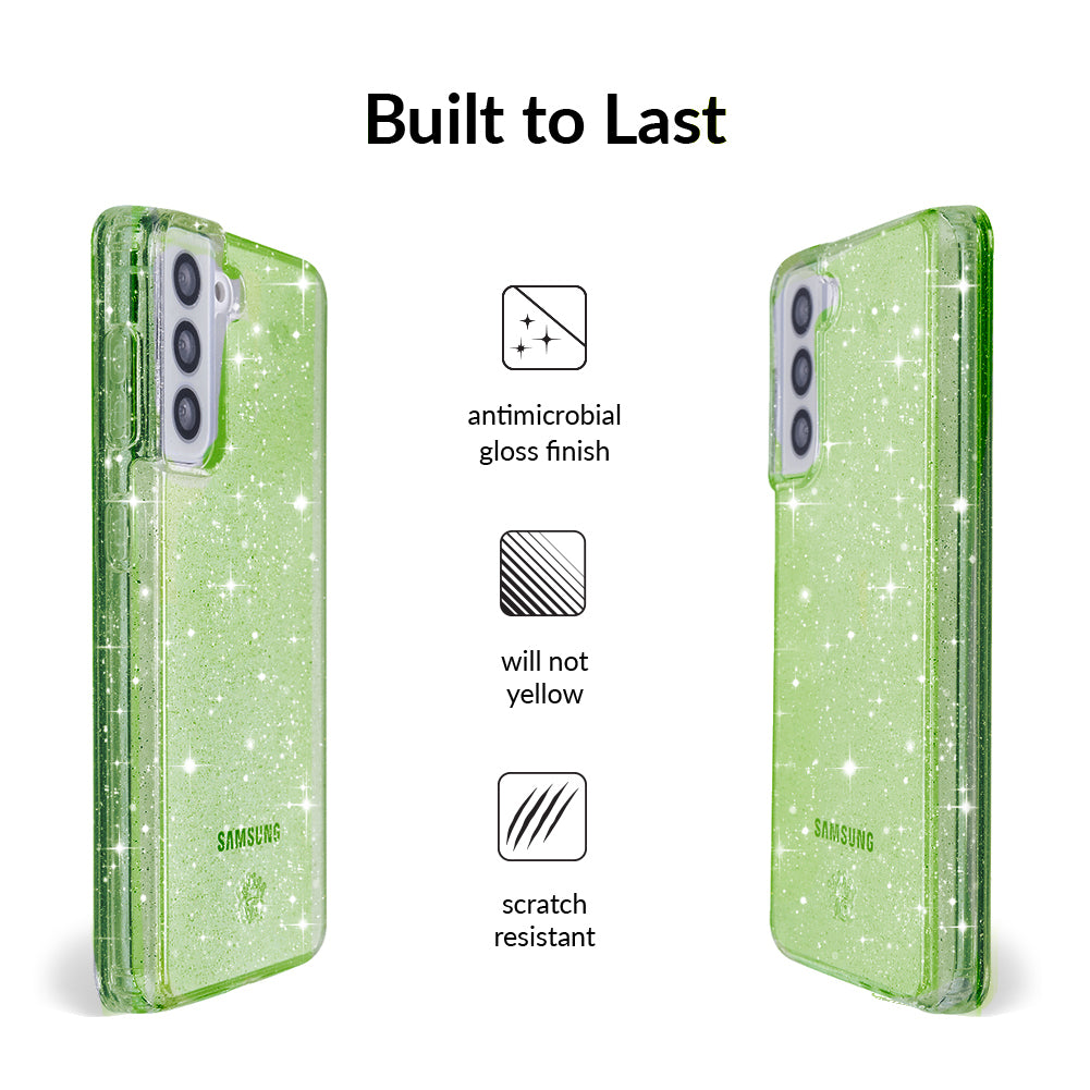 Samsung Galaxy Phone Case with Lime Stardust Design - Trendy Protective Cover for Everyday Use, Travel & Work
