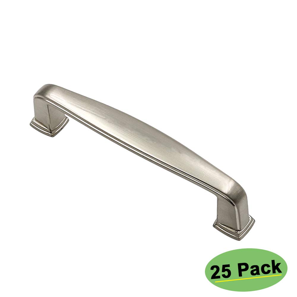 HD8791SNB Brushed Nickel Kitchen Cabinet Handles - 5 Inch Hole Centers, Solid Drawer Pulls (25 Pack) - Durable Cupboard Handles for Modern Kitchens, Bathrooms & Office Cabinets