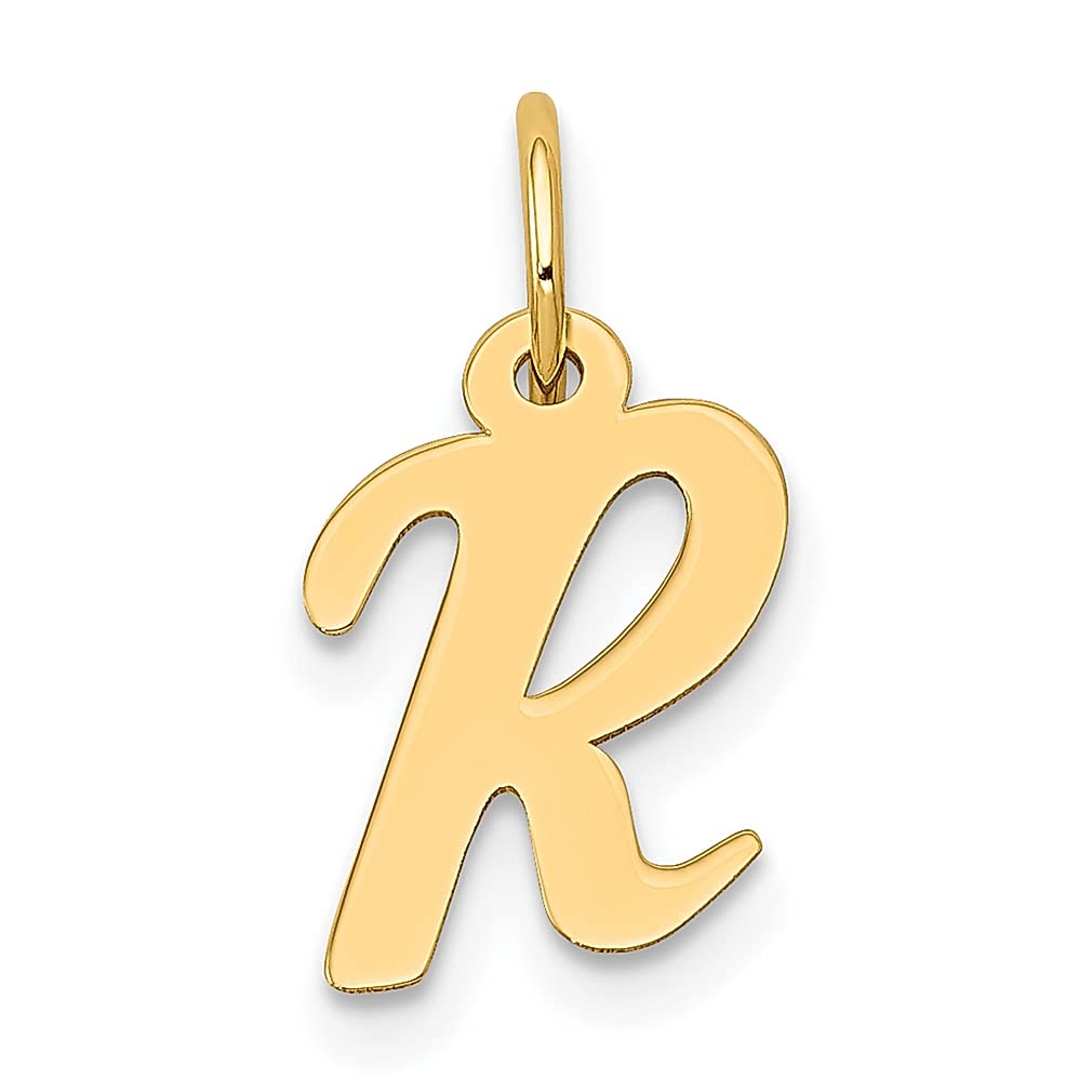 14K Yellow Gold Small Script Letter R Initial Monogram Name Charm Necklace Pendant - Dainty Personalized Jewelry for Women - Perfect Birthday Gift, Anniversary Present & Everyday Elegance