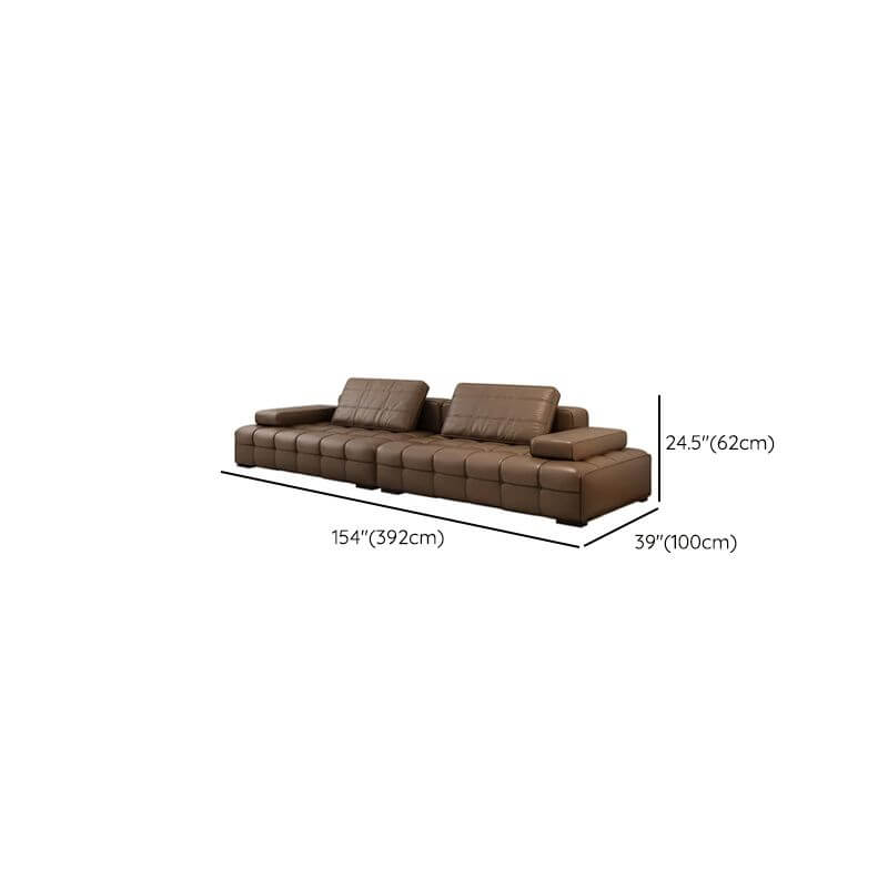 Modern Mocha Standard Sofa with Armrest - Comfortable Living Room Couch for Relaxing & Entertaining - Perfect for Family Gatherings & Movie Nights