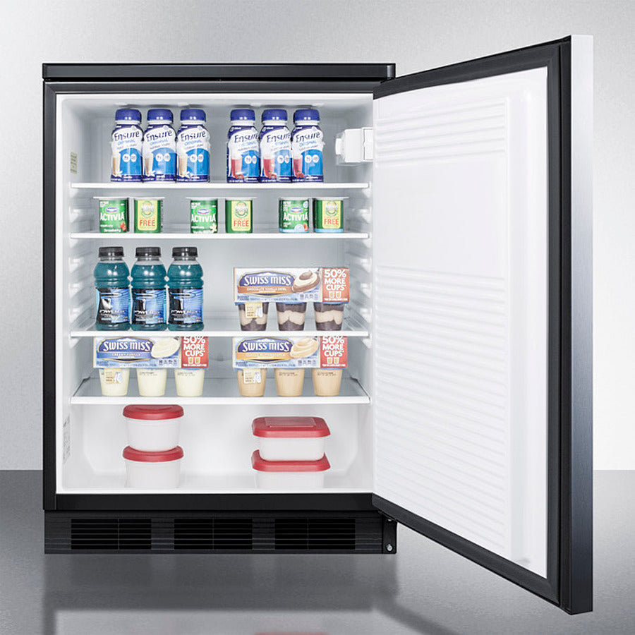 Accucold 24-Inch Wide Built-In All Refrigerator with Horizontal Handle FF7LBLKBISSHH - Perfect for Modern Kitchens, Basement Bars & Office Break Rooms