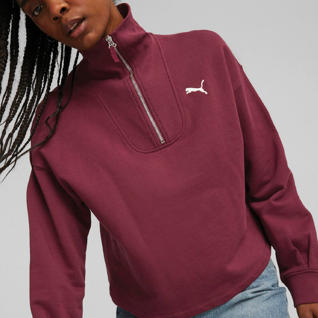 Puma Women's Zip Mock Neck Pullover Sweatshirt - Comfortable & Stylish for Casual Wear, Gym & Outdoor Activities