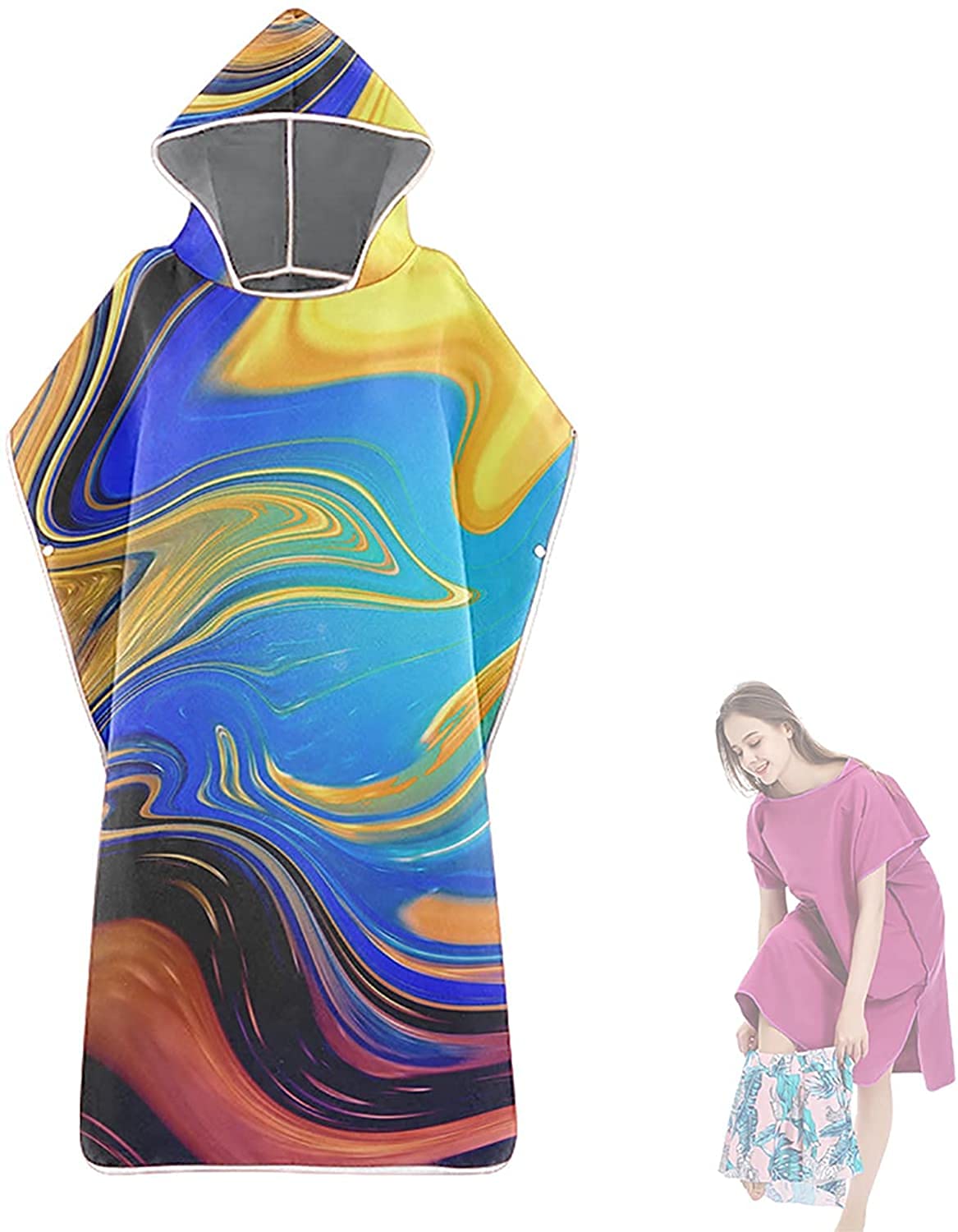Premium Hooded Microfiber Beach Towel Poncho - Quick Dry Sports Changing Robe for Surfing, Swimming & Outdoor Activities - Lightweight Travel Towel for Men & Women (Color: Blue, Size: Adult) - Perfect for Beach Days, Poolside Lounging & Water Sports