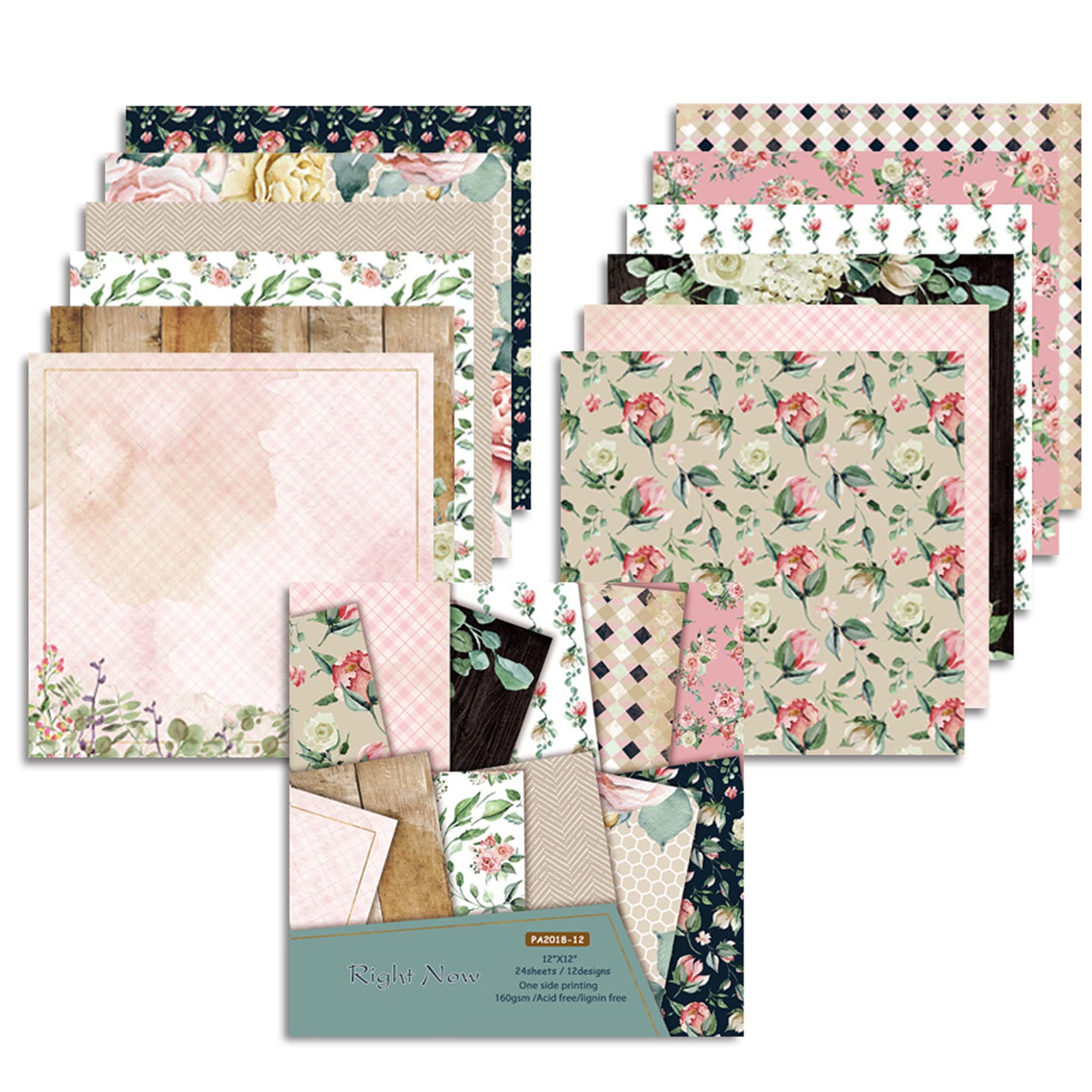 12x12 Scrapbook Cardstock Paper - 24 Sheets Floral Garden Design for DIY Cards, Photo Albums & Scrapbooking - 10 Beautiful Patterns - Perfect for Wedding Invitations, Gift Wrapping & Home Decor