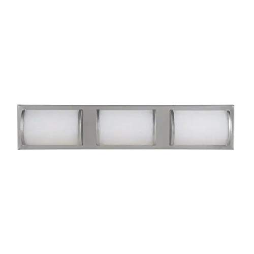 Allen + Roth Kinsley 3-Light Brushed Nickel Vanity Light - Modern Bathroom Lighting Fixture for Mirror, Dresser & Contemporary Home Decor