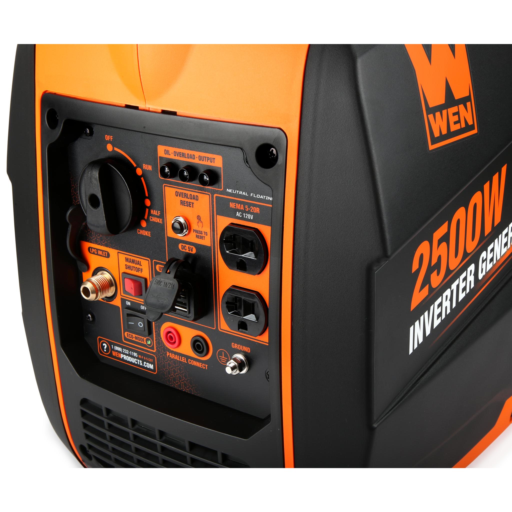 WEN DF250i 2500W Super Quiet Portable Dual Fuel Inverter Generator with Fuel Shut Off - Perfect for Camping, RV Trips & Emergency Power Backup