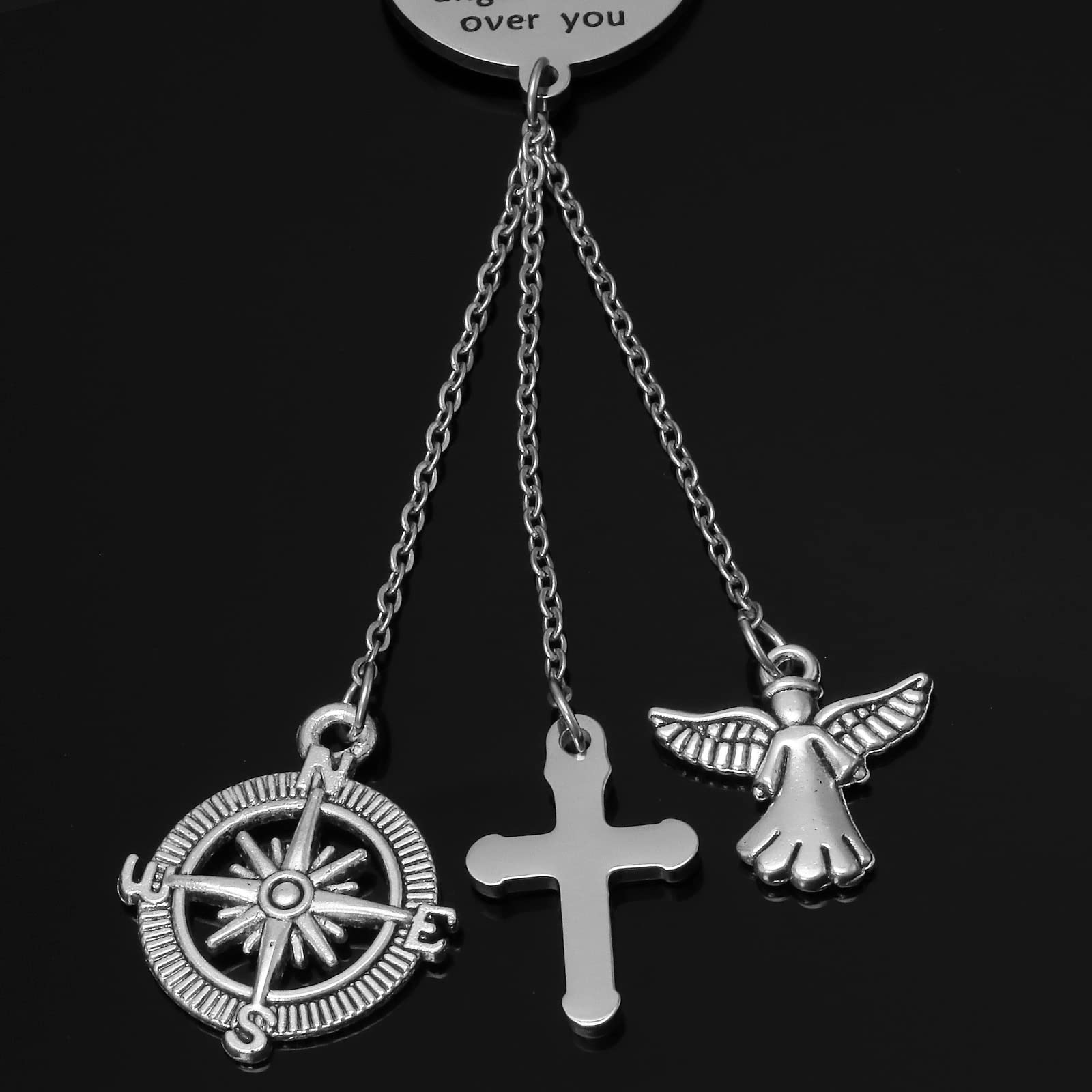 Guardian Angel Cross Car Charm - Rearview Mirror Hanging Ornament for Home & Vehicle Decor