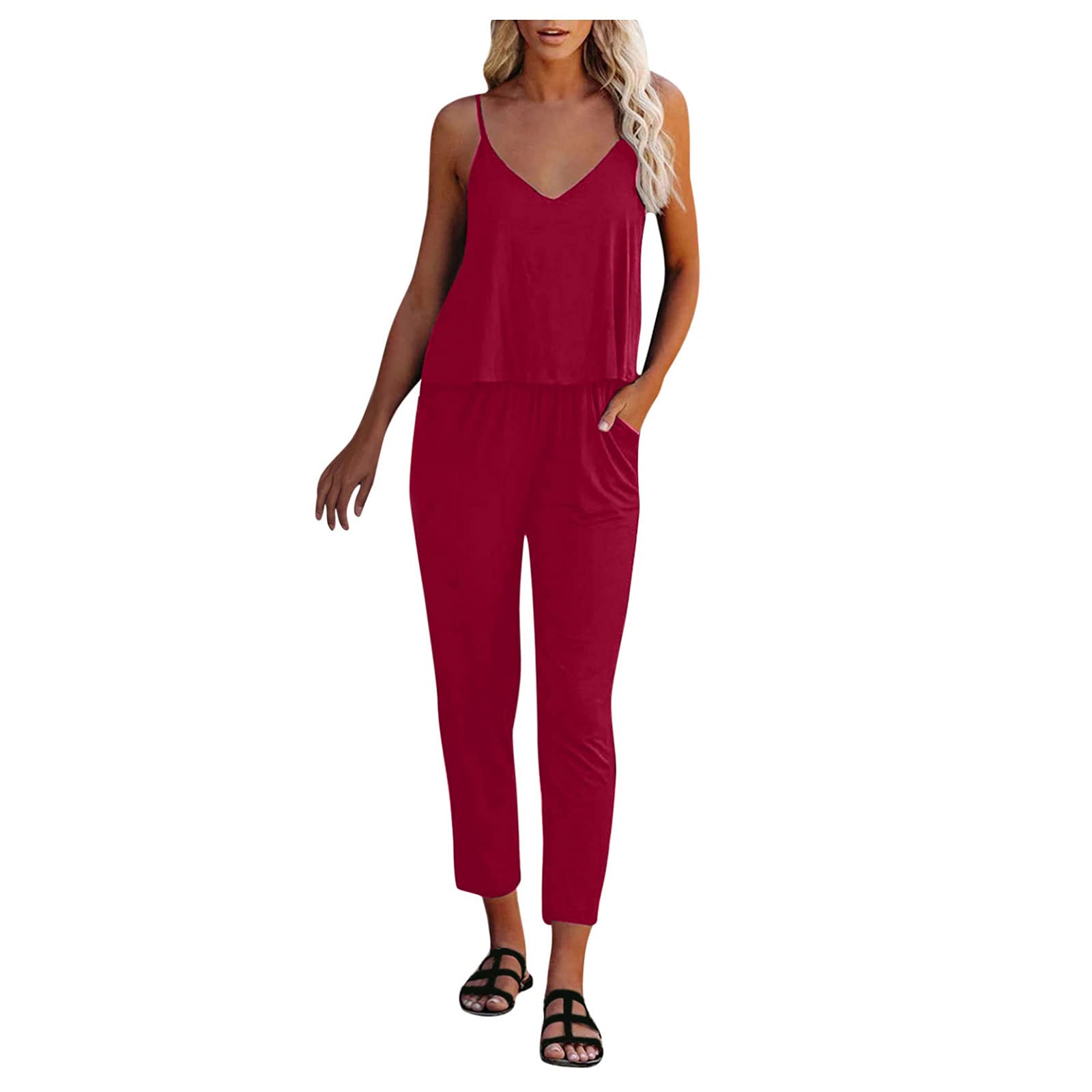 Gibobby Women's Sexy Scoop Neck Sleeveless Button Tank Romper Jumpsuit - 2022 Summer Casual Outfit for Beach, Party & Vacation