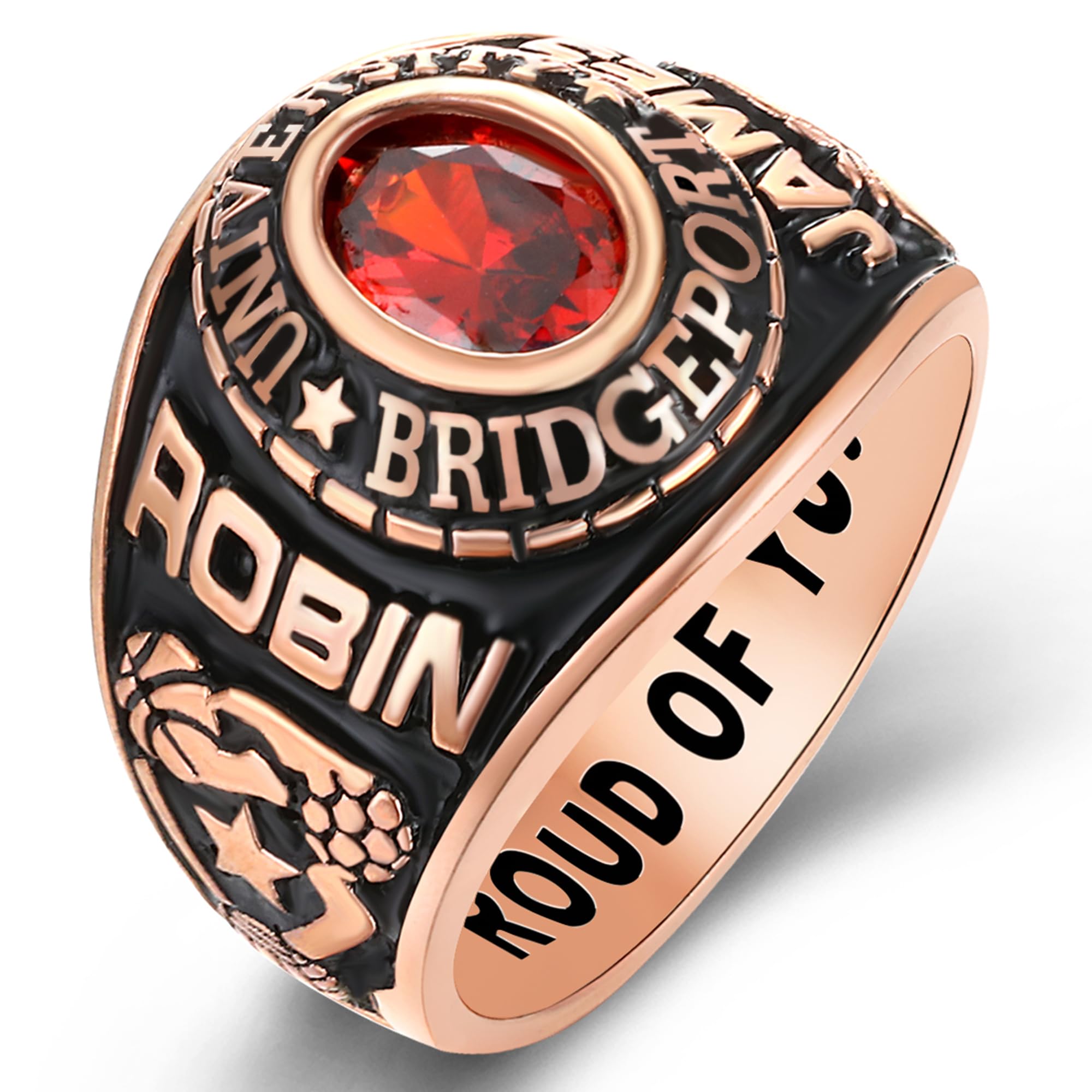 Personalized Sterling Silver Class Rings for Women & Men - Custom High School Graduation Rings with Birthstone, Gold Plated Options, Size 5-15 - Perfect for Commencement Ceremonies, Alumni Events & Gift Giving