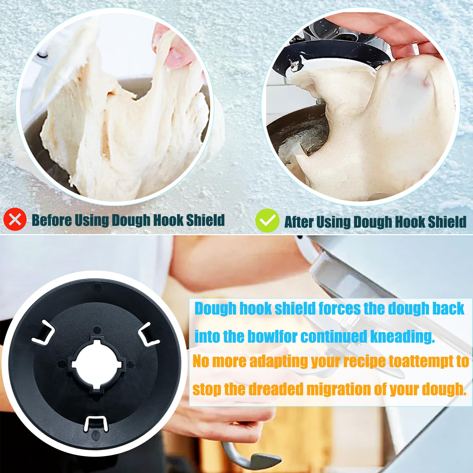 KitchenAid Stand Mixer Dough Hook Shield - Compatible with C-Type Dough Hooks | Dough Mixing Accessory for Baking Bread, Pizza & Pastry Dough