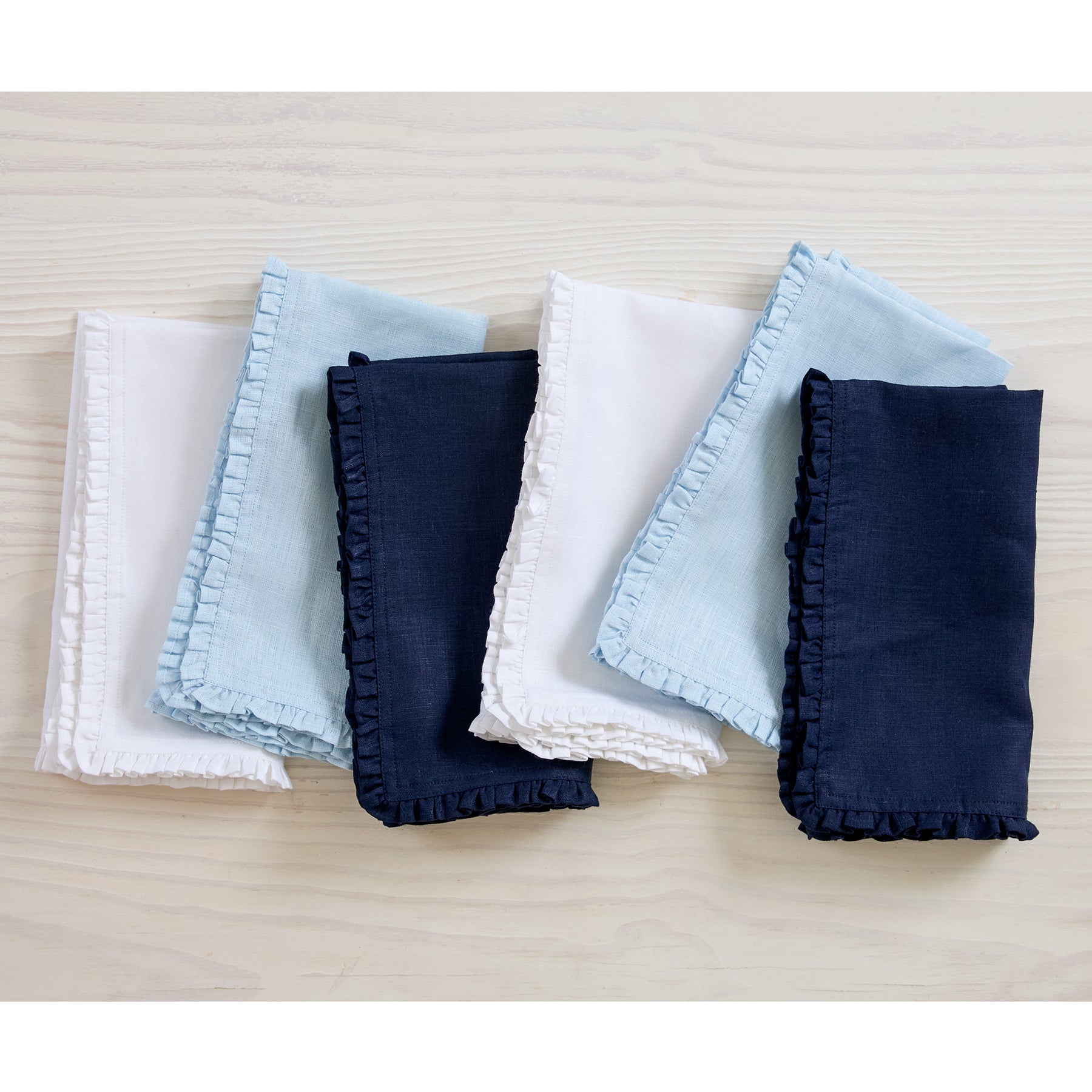 Juliette Ruffled Napkins - Set of 4 Premium Cotton Dinner Napkins for Formal Dining & Special Occasions