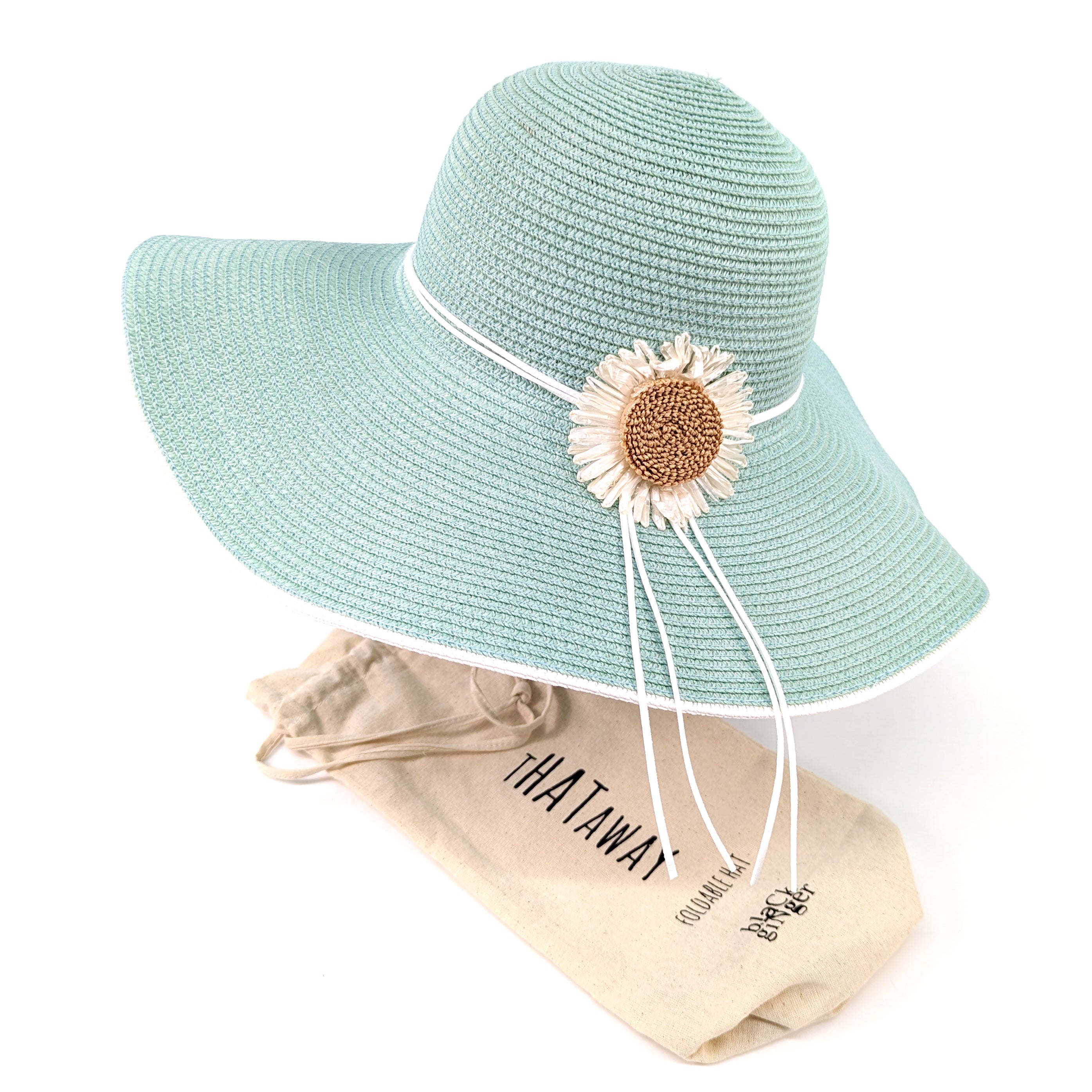 Bold Daisy Wide Brim Foldable Sun Hat for Women - Light Green Summer Beach Hat for Outdoor Travel, Gardening & Vacations
