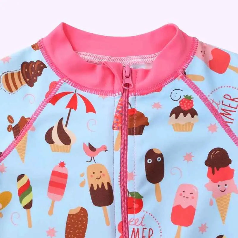 Long Sleeve Cartoon Kids Swimwear - UV Protection One Piece Bathing Suit for Boys & Girls | Perfect for Beach, Pool & Water Play