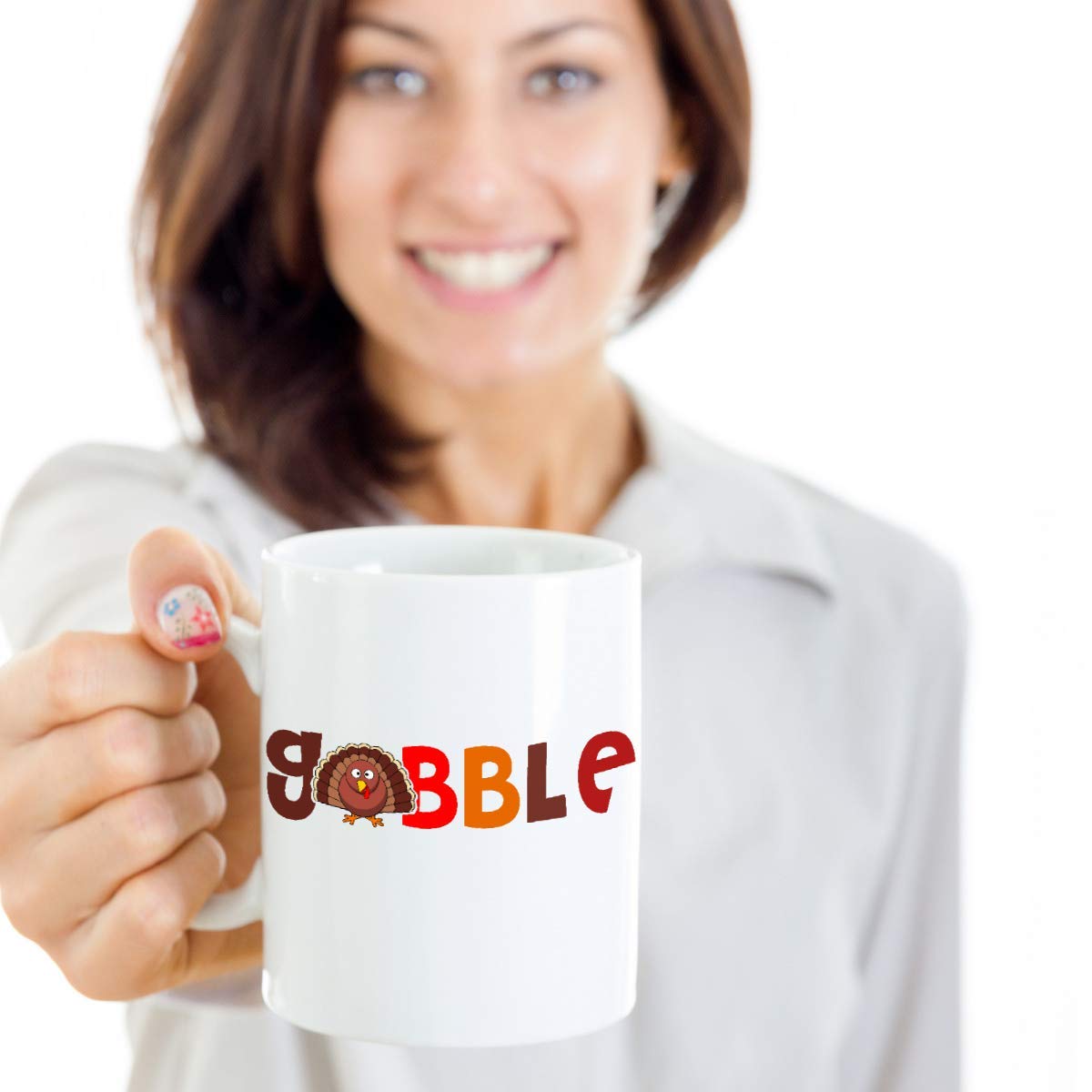 ZapBest Thanksgiving Coffee Mug - 11 Oz White Porcelain Gobble Mug for Thanksgiving Day - Perfect for Holiday Gifts, Family Gatherings & Festive Celebrations